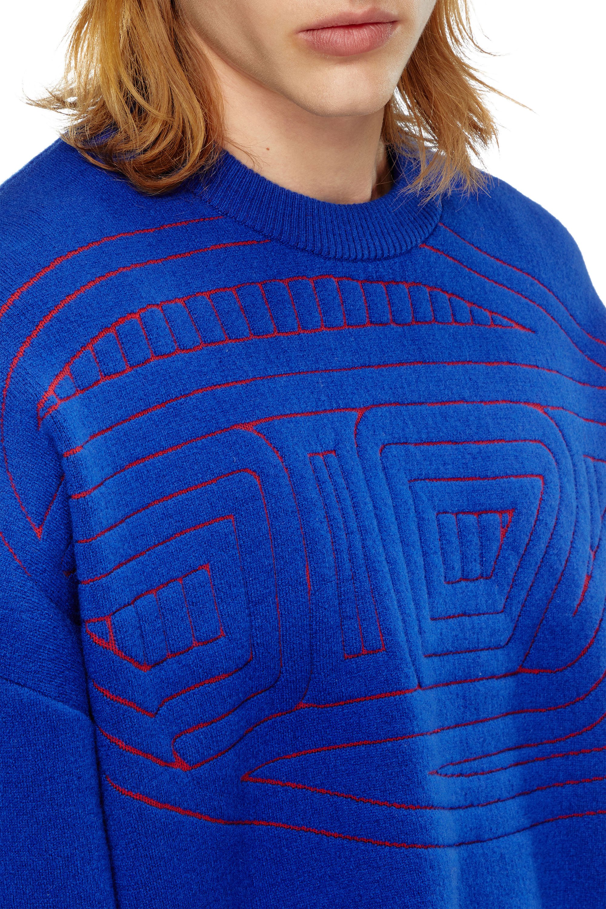 Diesel - K-RATIO, Male Wool-blend jumper with graphic logo in Blue - Image 3