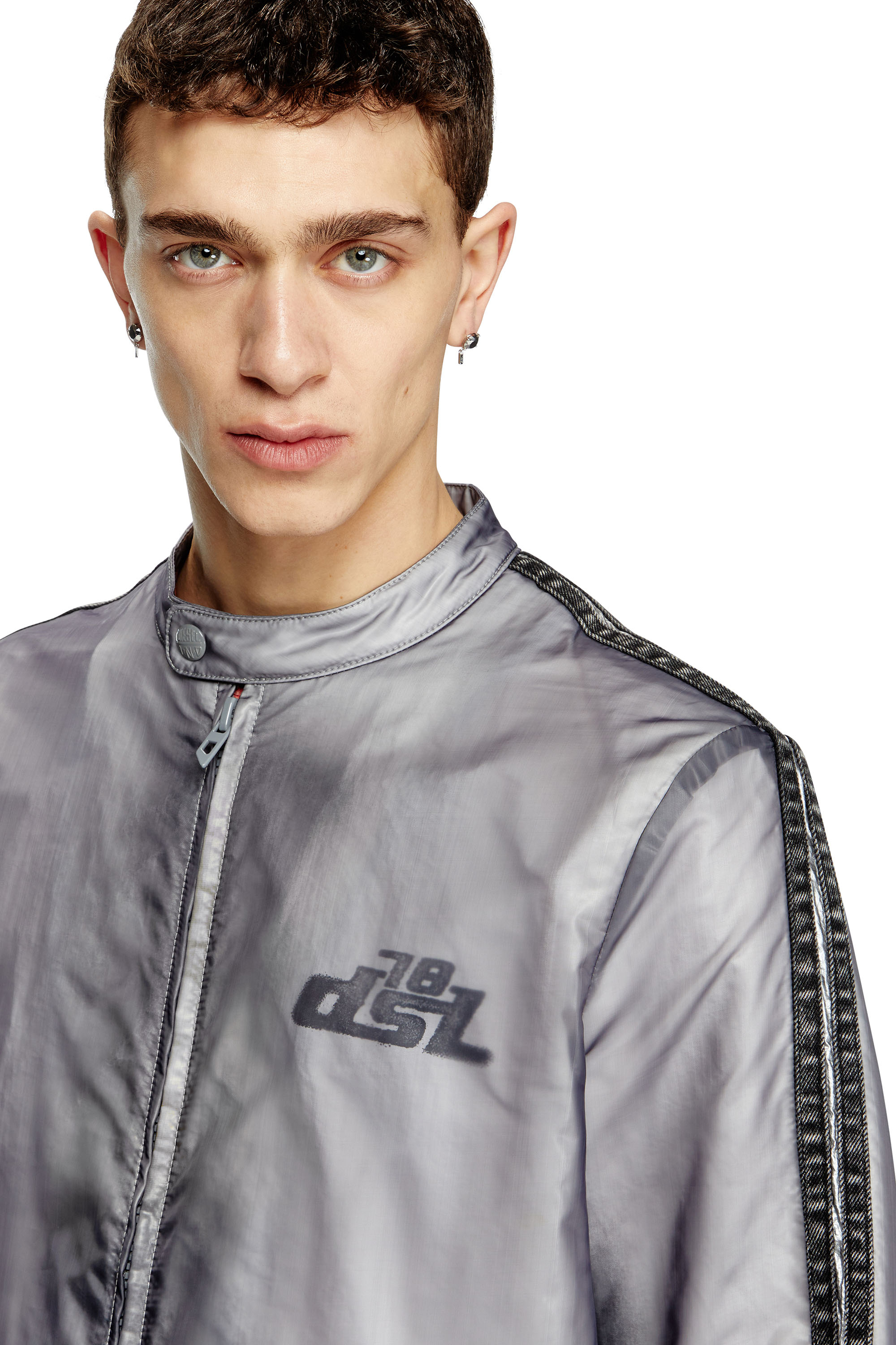 Diesel - J-POP, Male's Biker jacket with transparent effect in null - 4