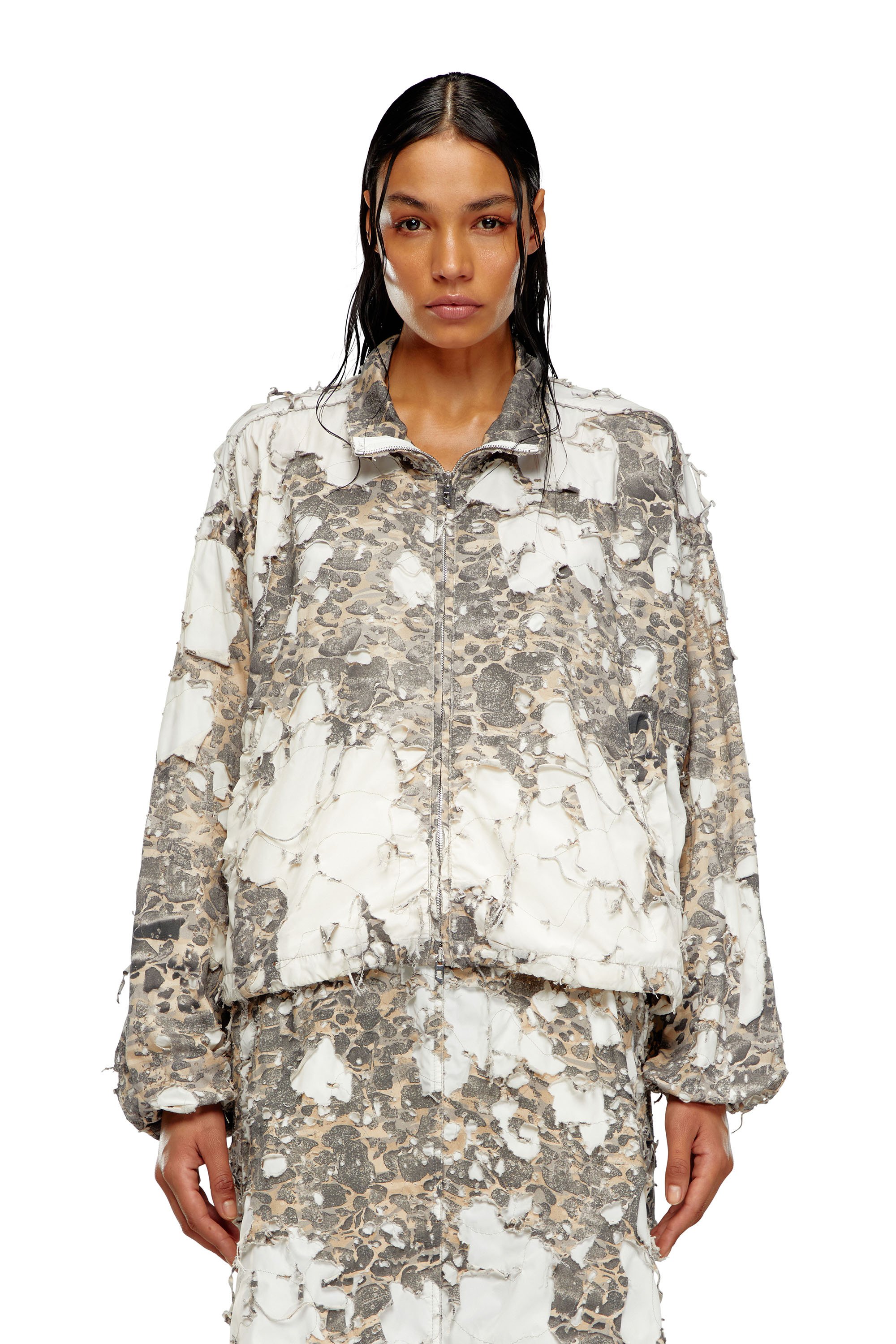 Diesel - G-BRUMA, Female Camo jacket with destroyed finish in Multicolor - Image 5