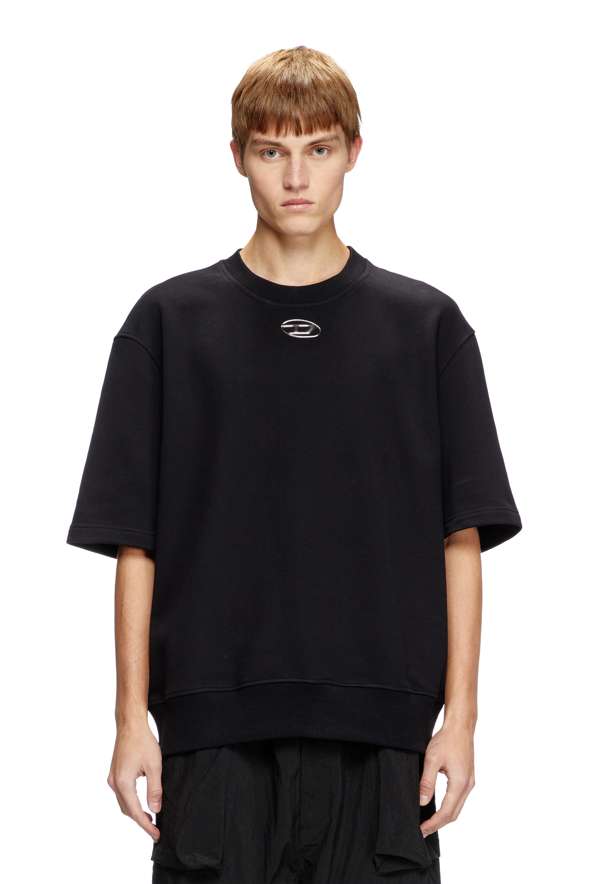 Diesel - S-COOLING-L1, Male's Half-sleeve sweatshirt with metallic logo in Black - 1