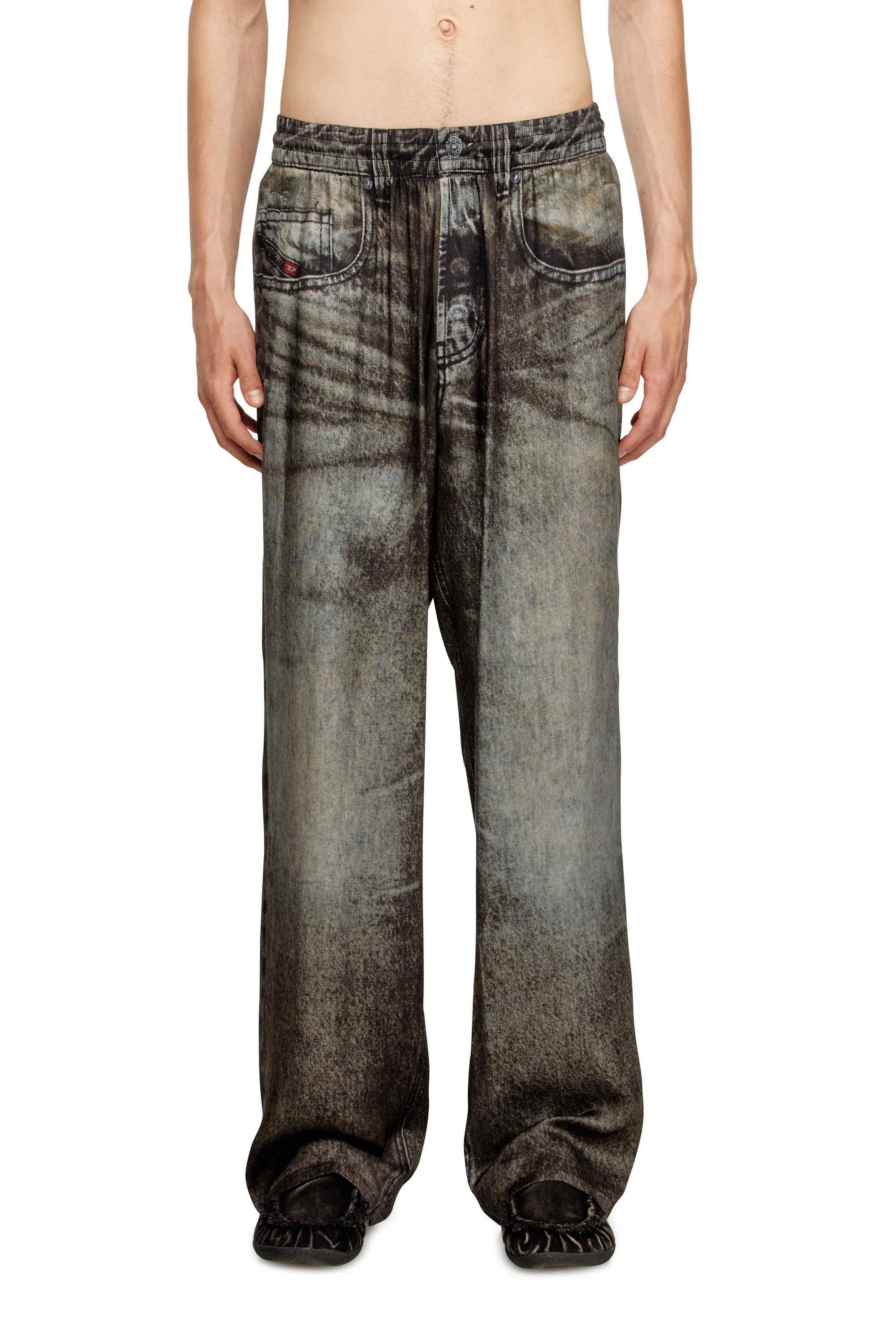 Diesel - P-THECK-LKCT, Male's Elasticated pants in denim-look viscose in Black - 1