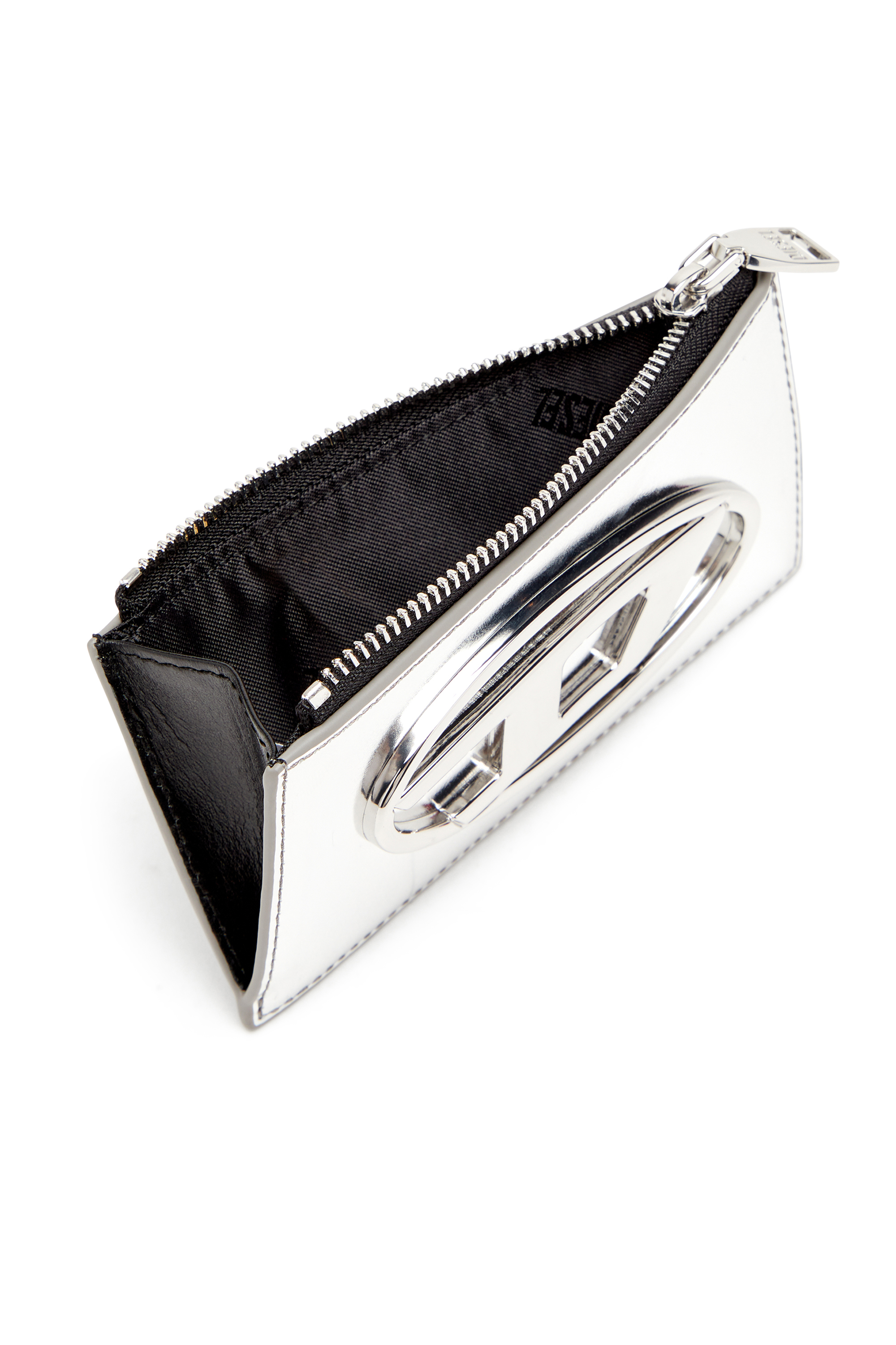 Diesel - 1DR CARD HOLDER III, Porte-cartes en cuir effet miroir Femme in Gris argenté - 3