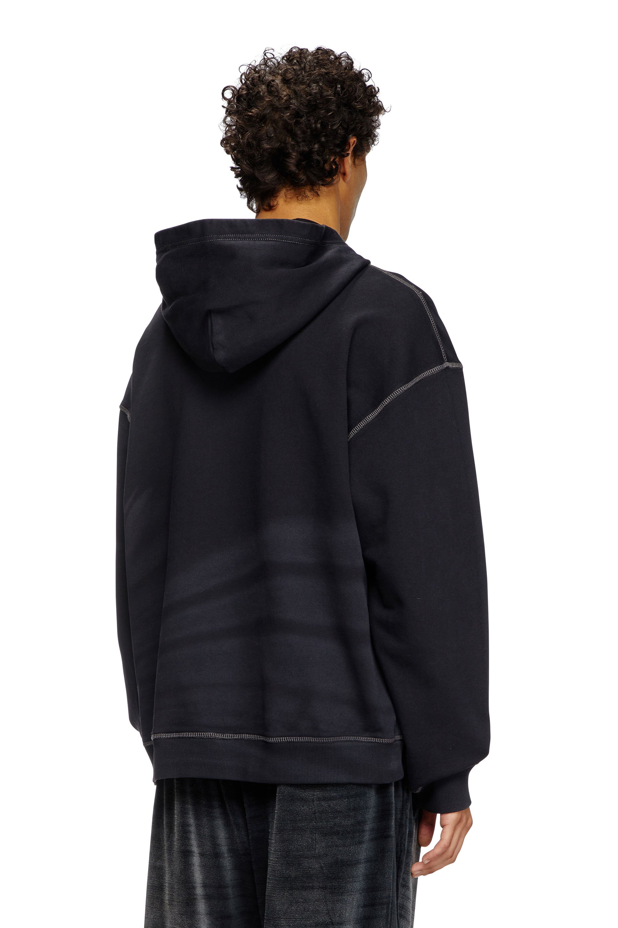 Diesel - S-BOXT-HOOD-R9, Male's Laser-faded logo hoodie in Black - 3