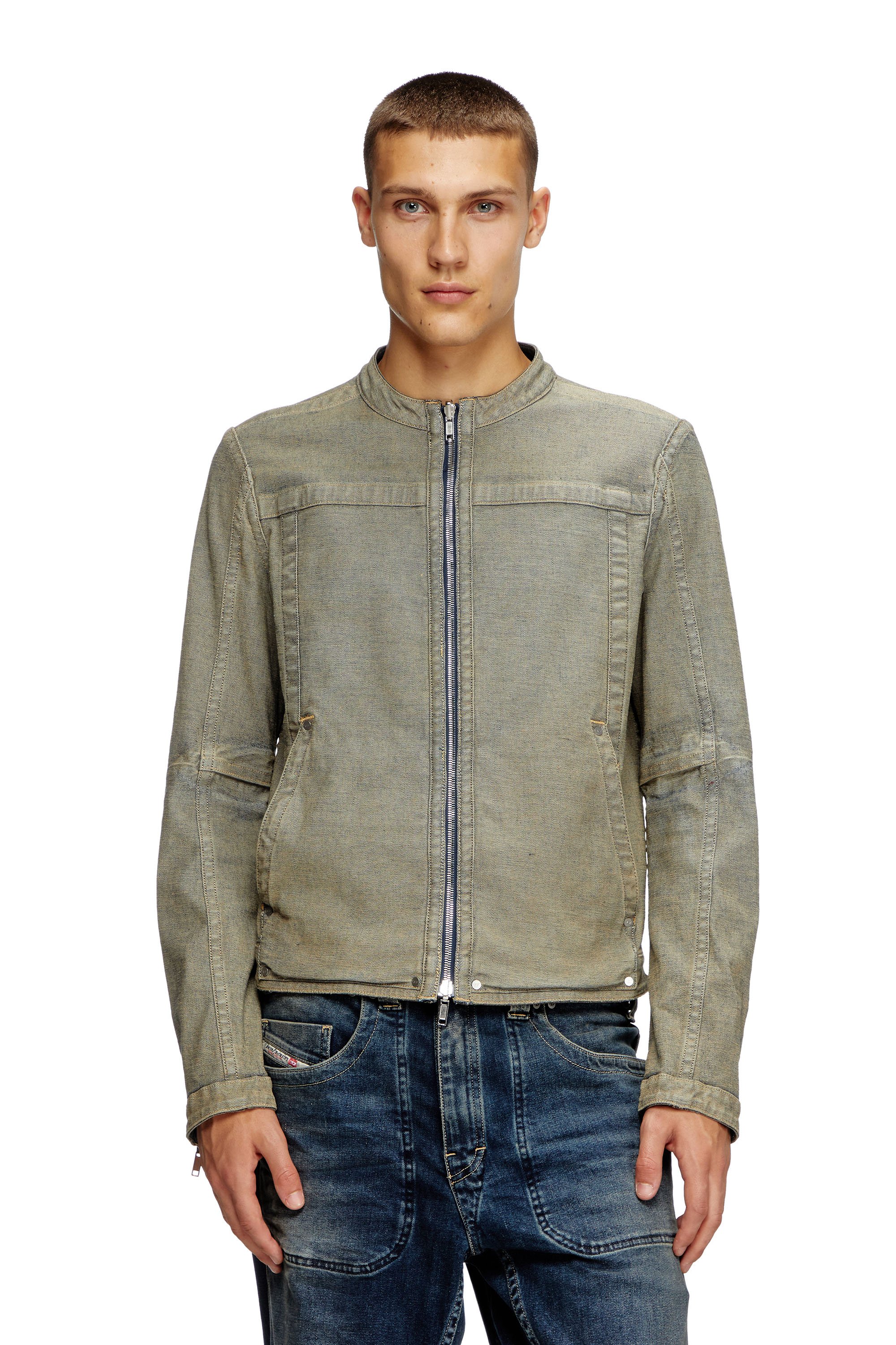 Diesel - D-GLORY-RE, Male's Moto jacket in Rehab denim in Dark Blue - 7