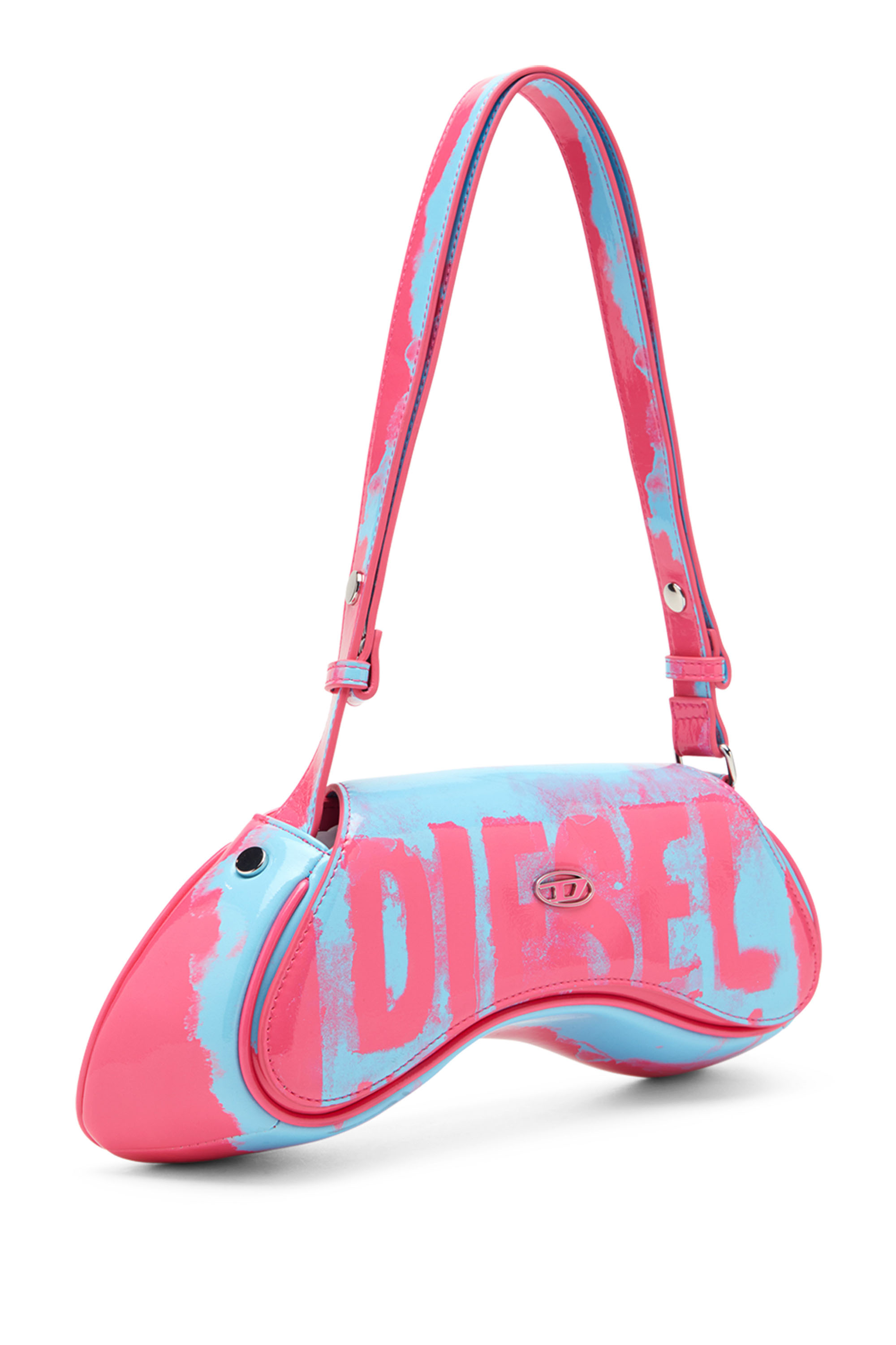 Diesel - PLAY CROSSBODY, Female's Play-Shoulder bag in printed glossy PU in Pink/Blue - 5