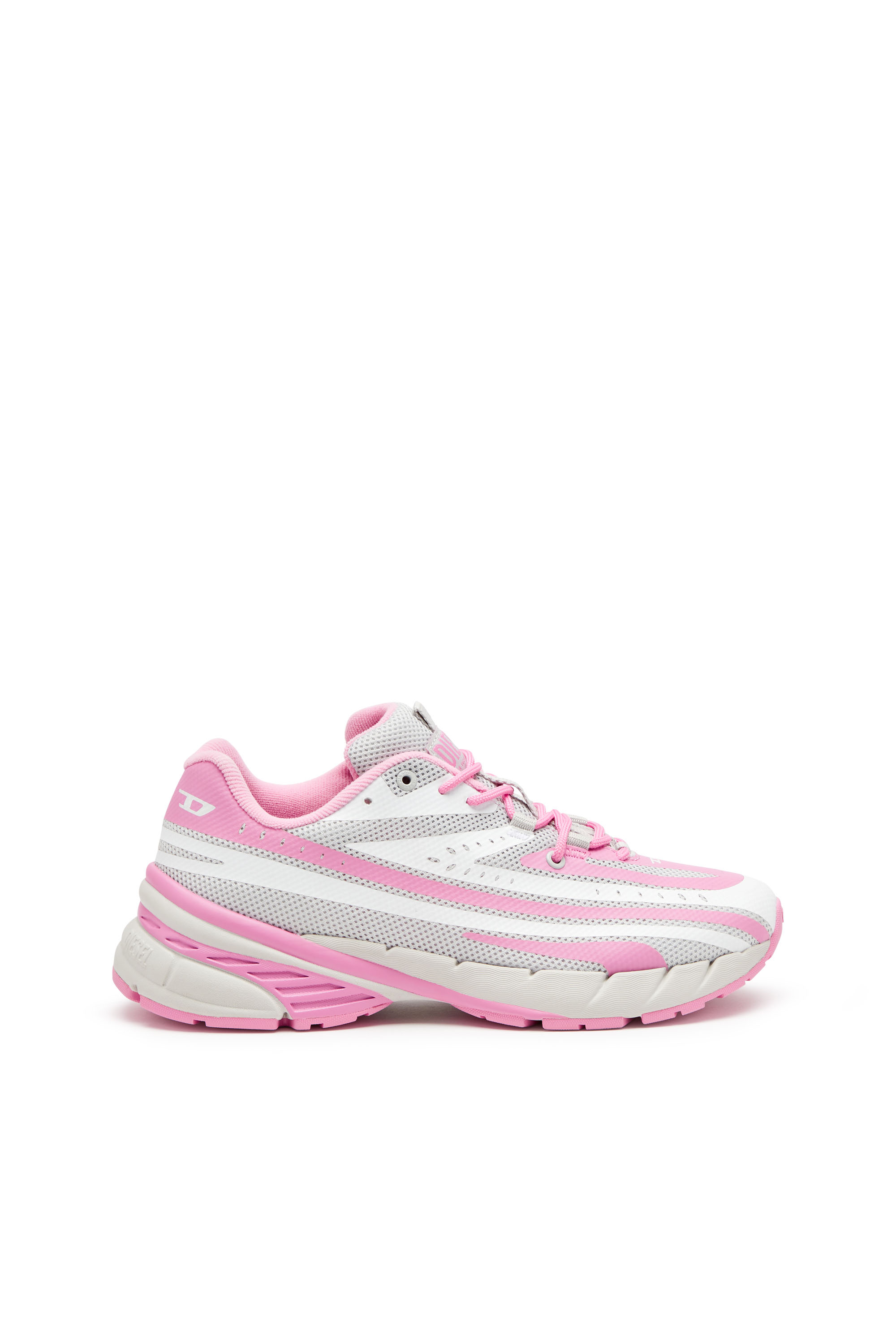 Diesel - D-AIRSPEED LOW W, Female's D-Airspeed Low-Striped sneakers in coated mesh in Pink/White - 1