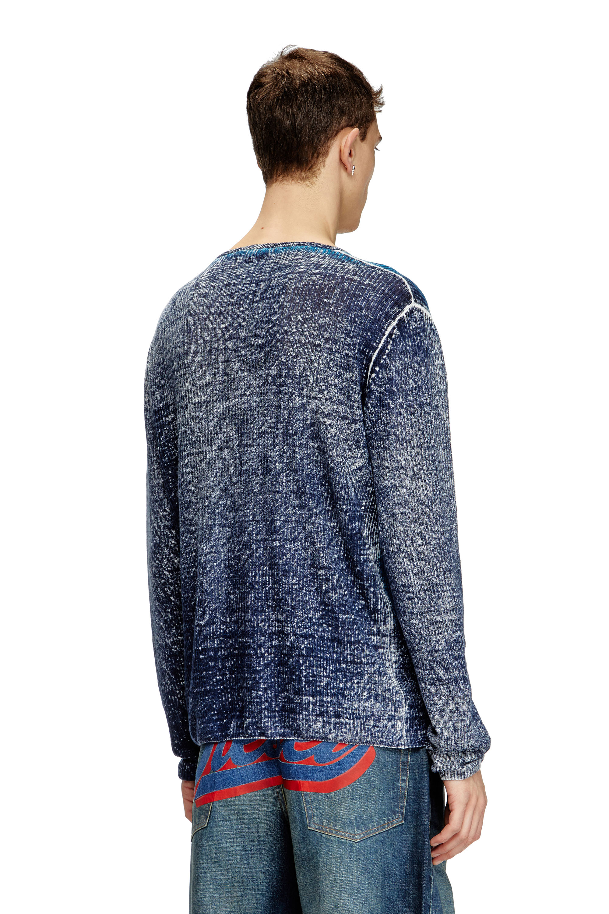 Diesel - K-ROD, Male's Linen jumper with logo graphic in Blue - 3