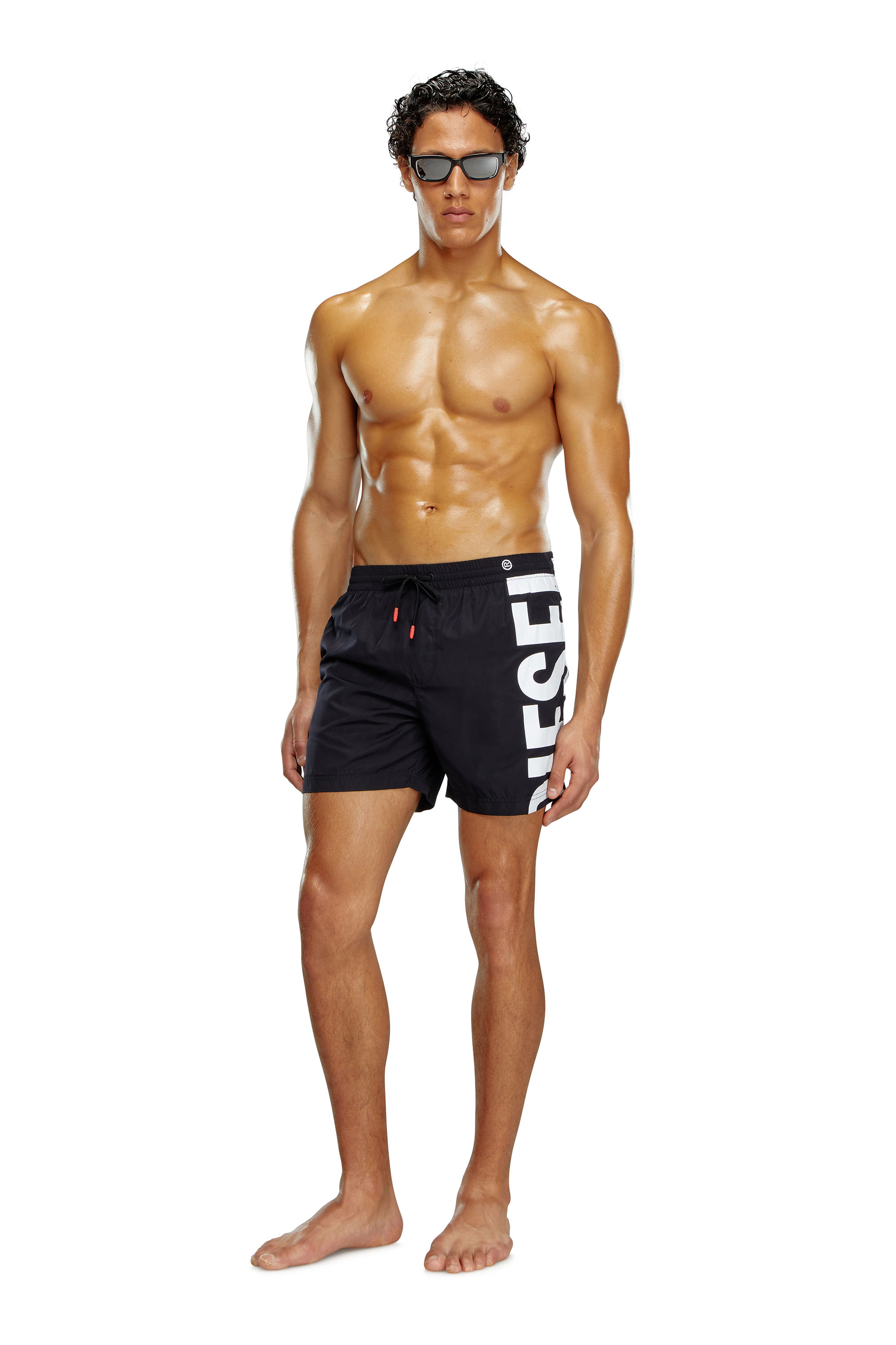 Diesel - BMBX-RIO-41, Male's Board shorts with side logo print in Black - 1