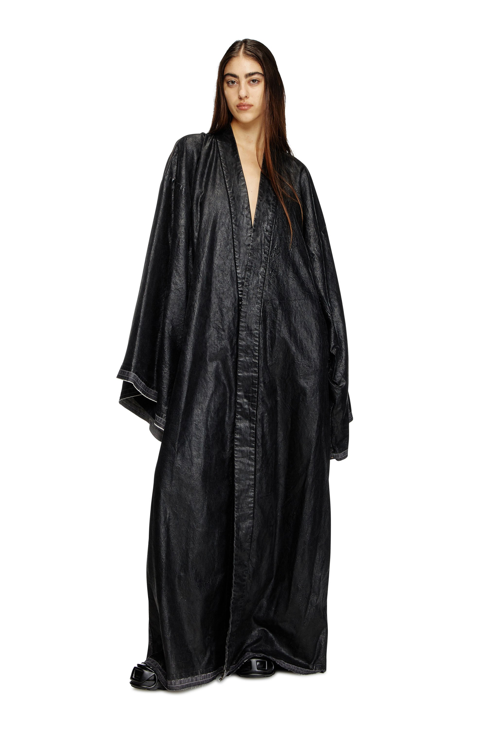 Diesel - D-D-KIM, Manteau kimono en denim avec devant enduit Mixte in Noir - 6