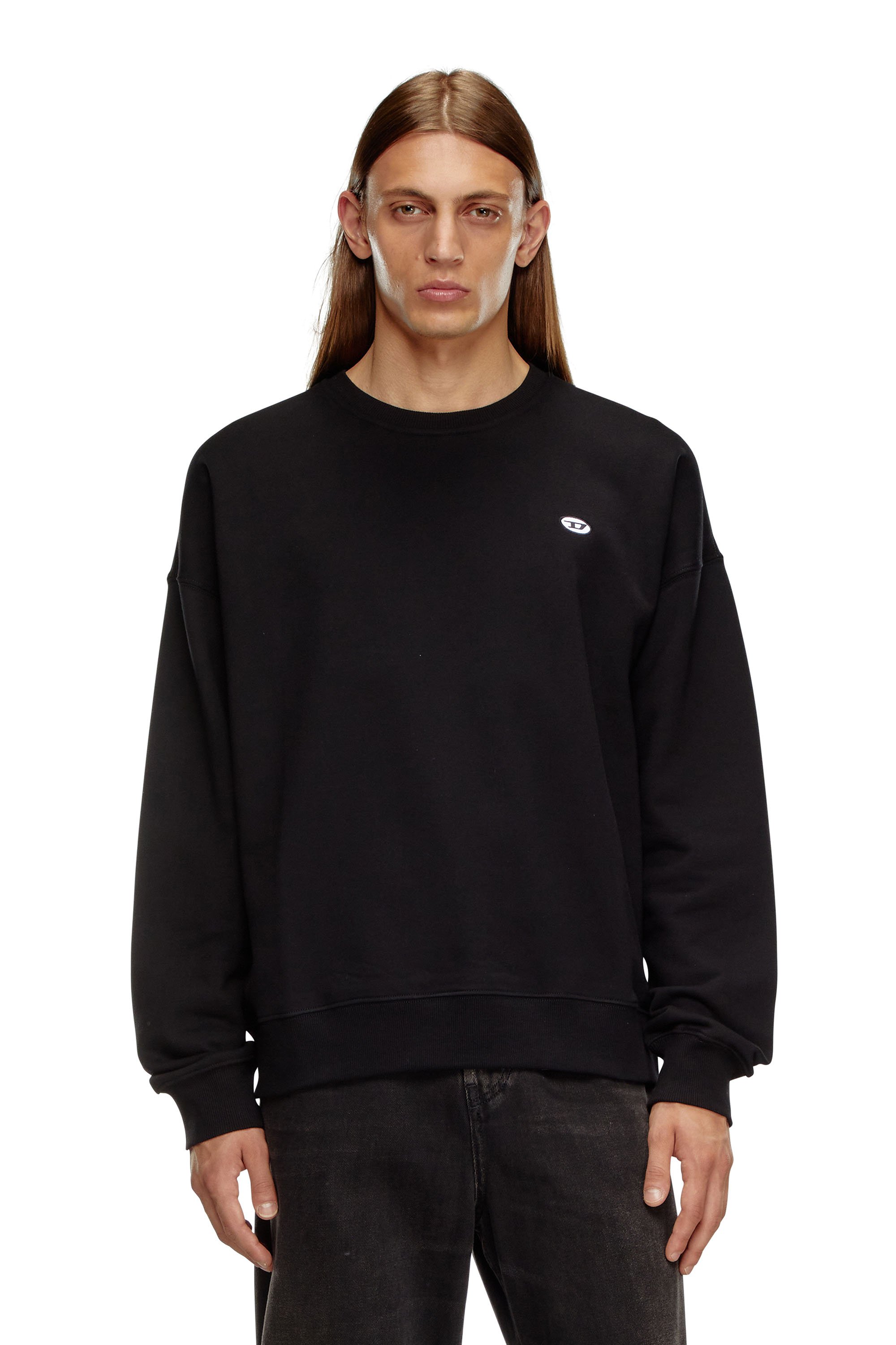 Diesel - S-ROB-DOVAL-PJ, Male Sweatshirt with oval D patch in Black - Image 1