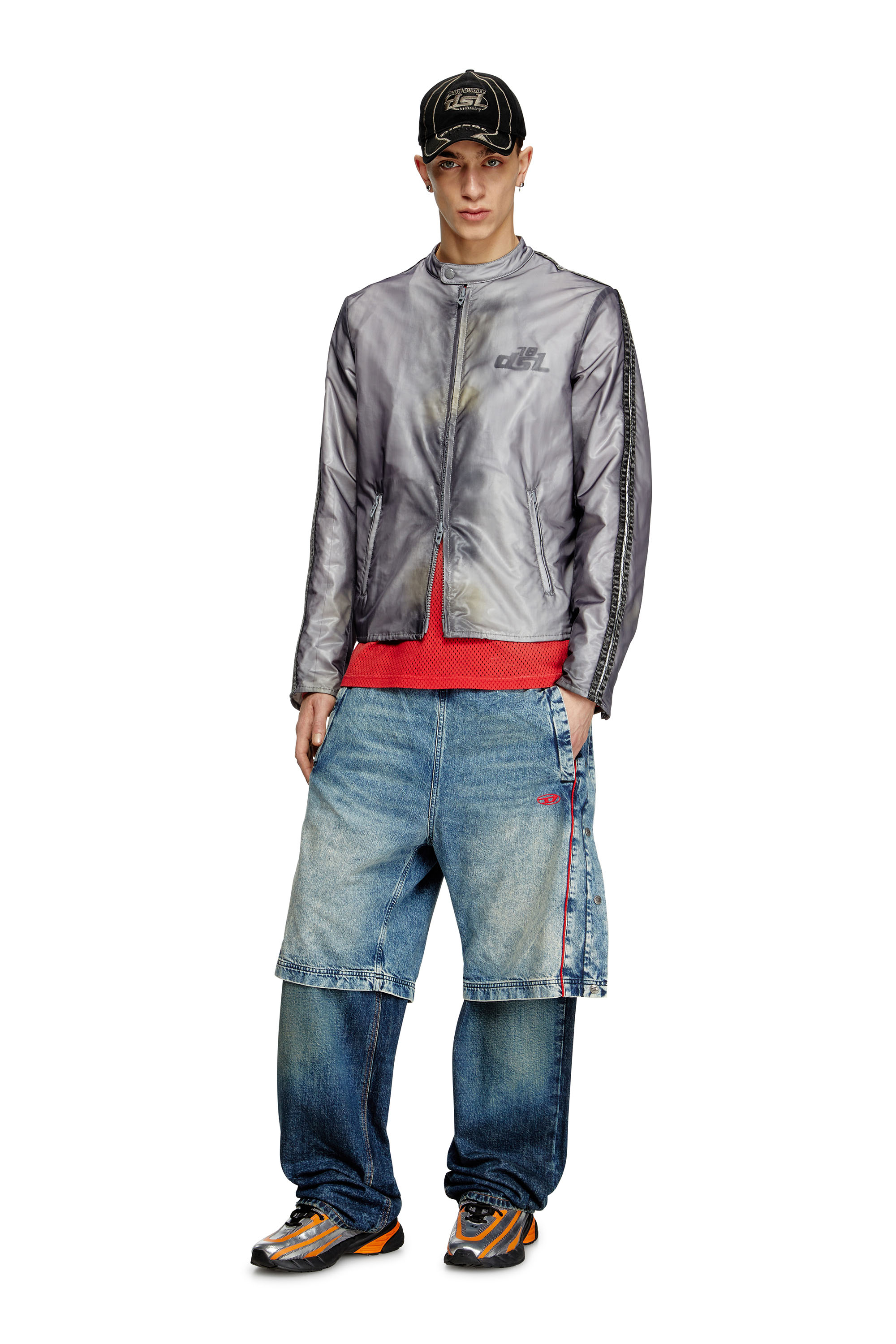 Diesel - J-POP, Male's Biker jacket with transparent effect in null - 2