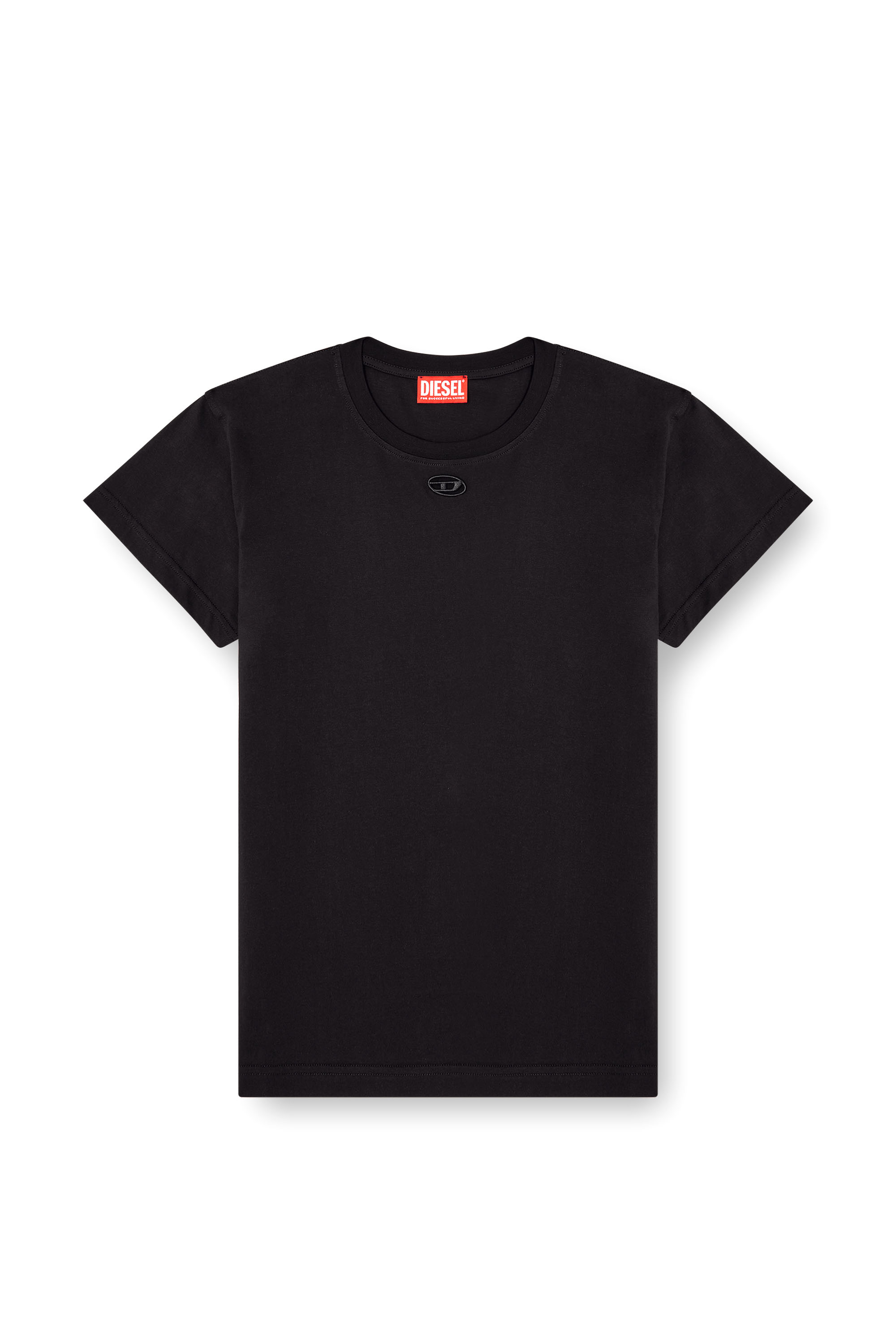 Diesel - T-MAREY, T-shirt avec petit Oval D Femme in Noir - 4