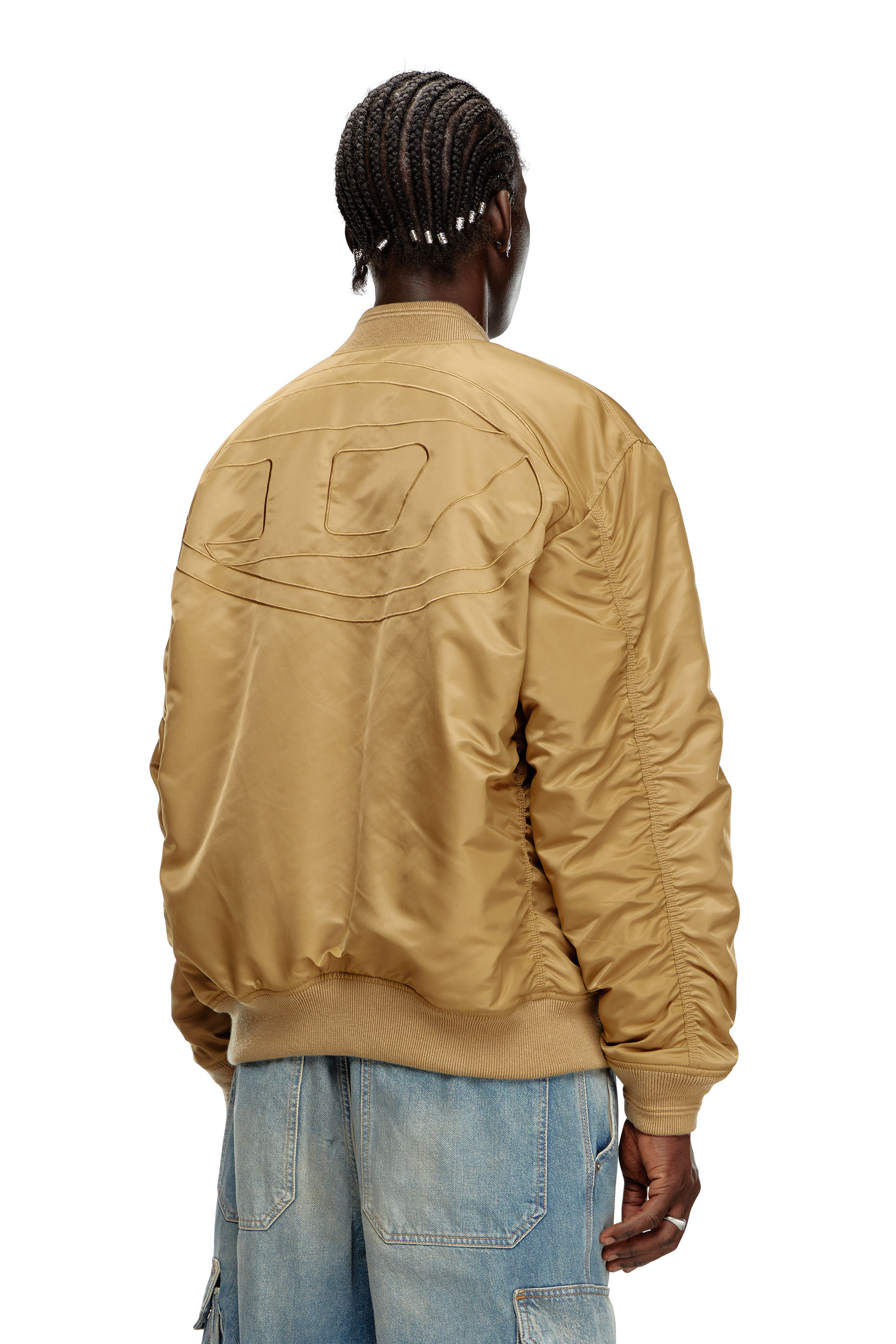 Diesel - J-HELD, Male's Bomber in padded nylon with Oval D in Light Brown - 3