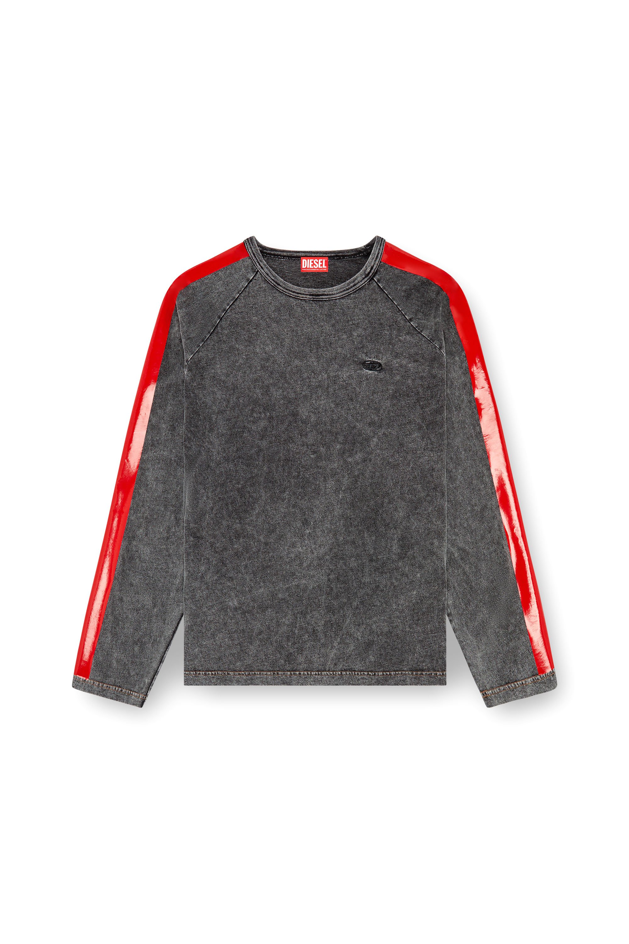 Diesel - T-REDROXT, T-shirt à manches longues avec bandes brillantes Homme in Noir - 4