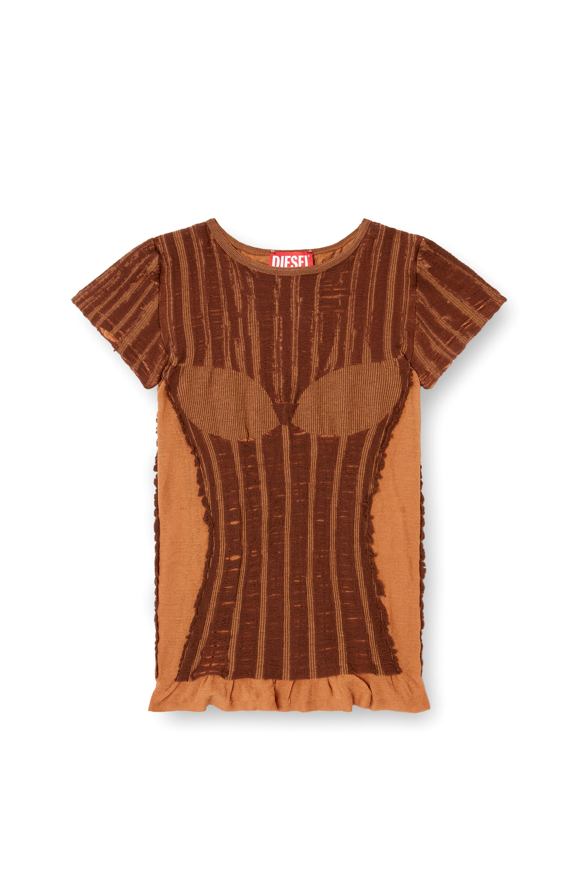 Diesel - M-CALAI-SS, Female's Seamless T-shirt with lingerie illusion in null - 5