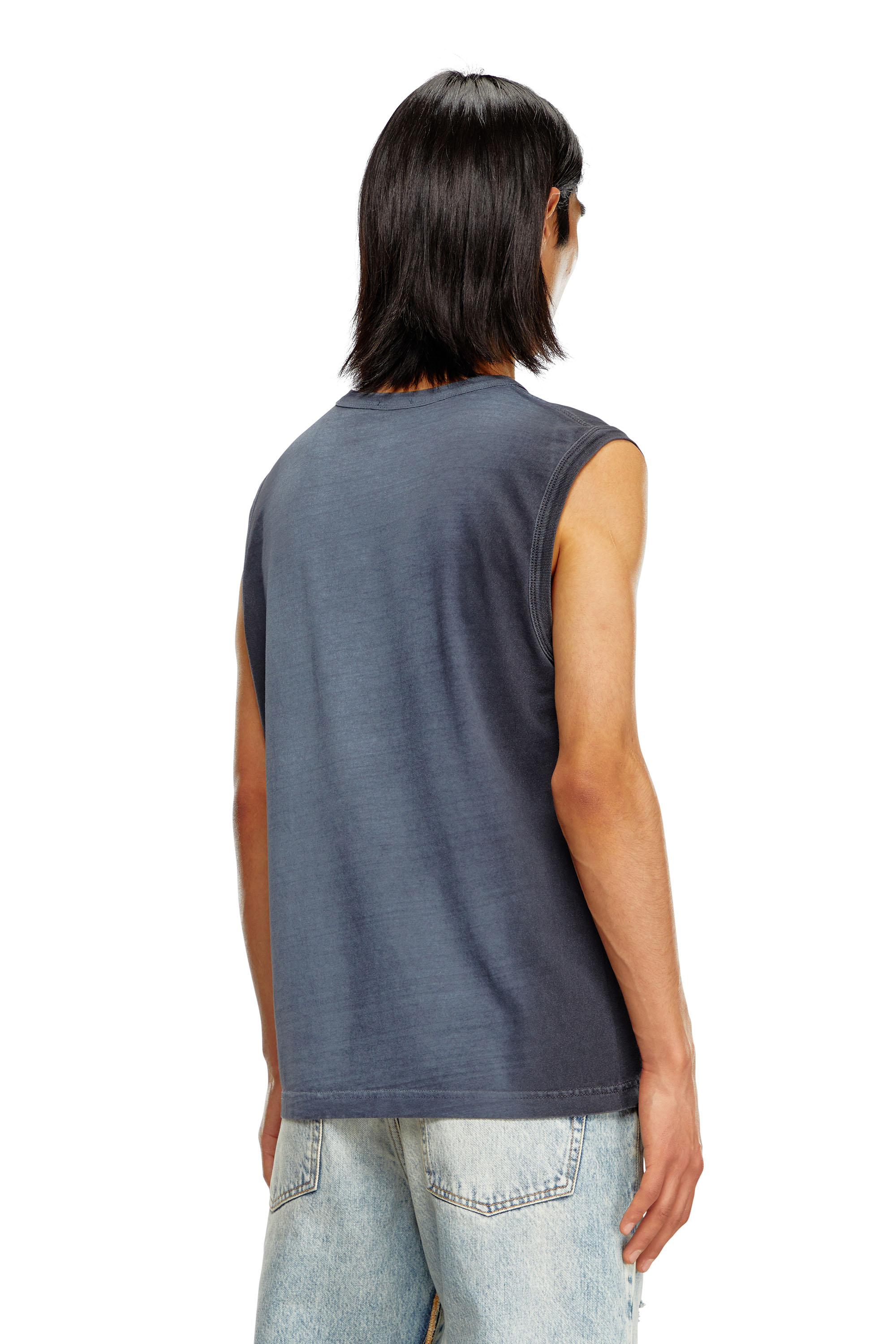 Diesel - T-BISCO-Q1, Male's Faded tank top with graphic print in Dark Blue - 2