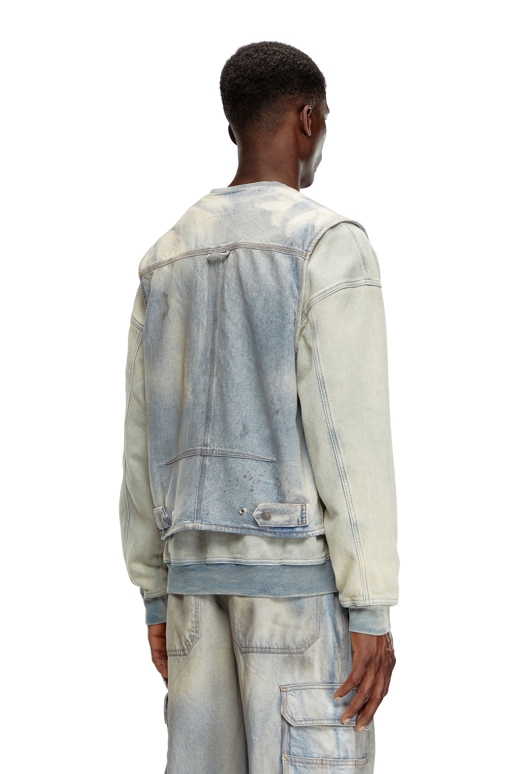 Diesel - D-SAMP-S, Male Sleeveless jacket in solarised denim in Multicolor - Image 3