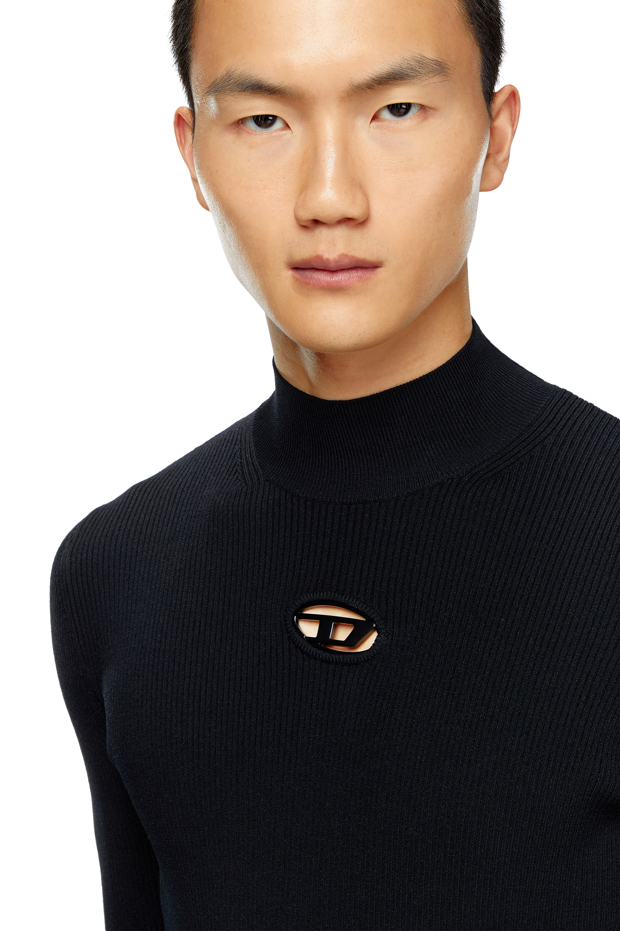 Diesel - K-ZACKARY, Male's Mock-neck jumper with Oval D in Black - 3