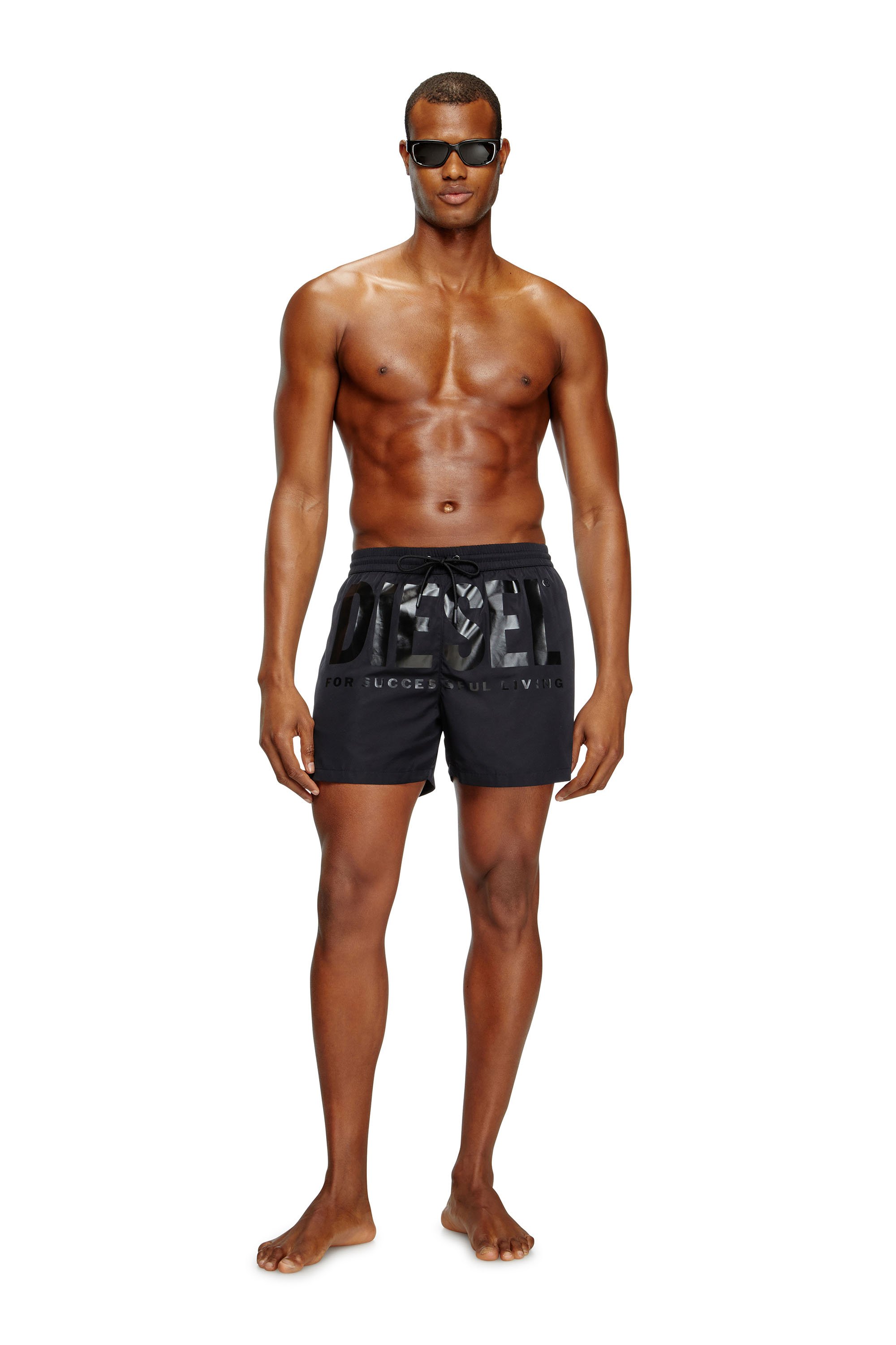 Diesel - KEN-37-D-CORE, Male's Mid-length swim shorts with maxi logo in Black - 1