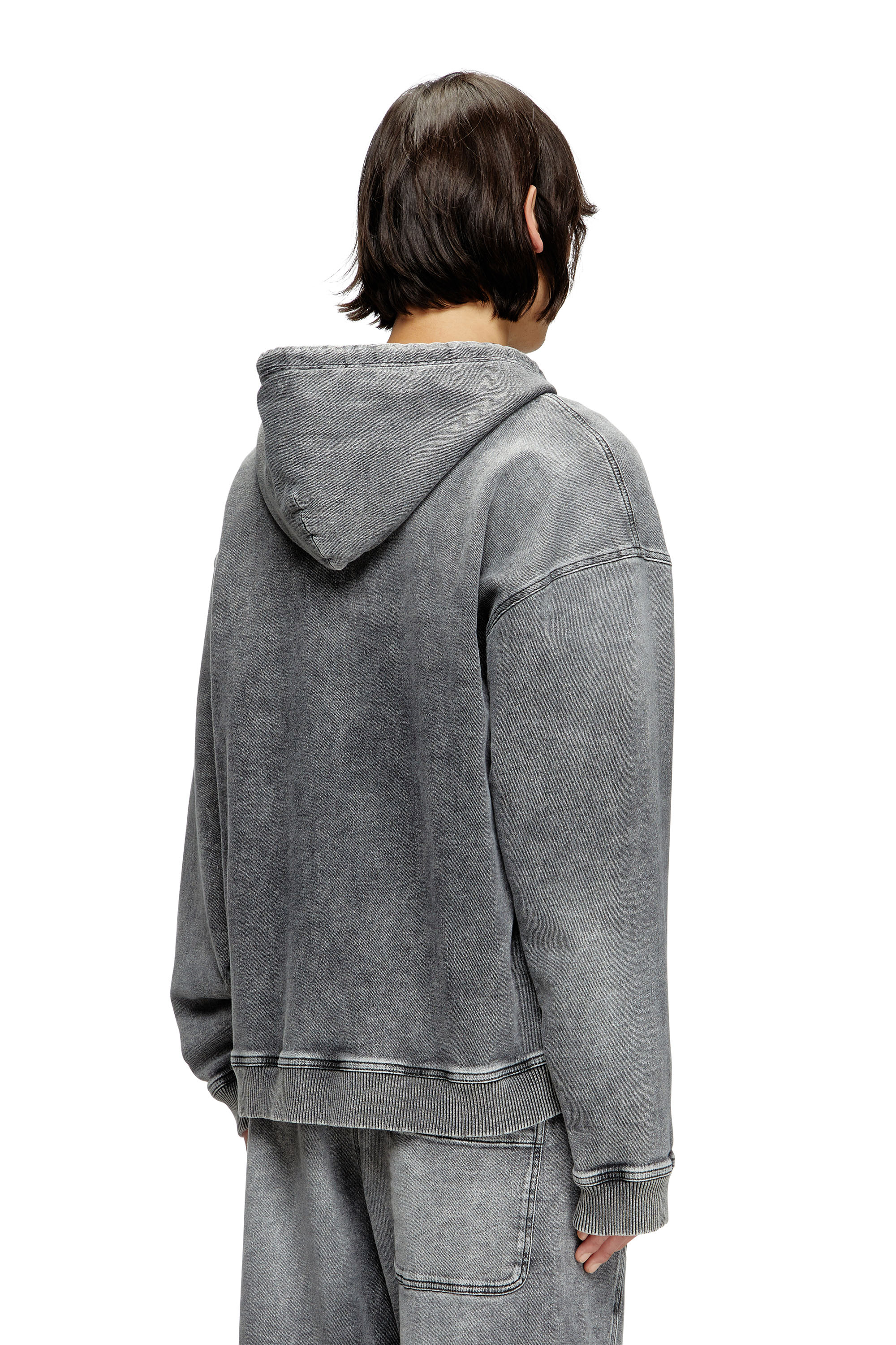 Diesel - HS D-GIRI-S TRACK, Unisex's Zip-up hoodie in marbled Track Denim in Dark Grey - 3