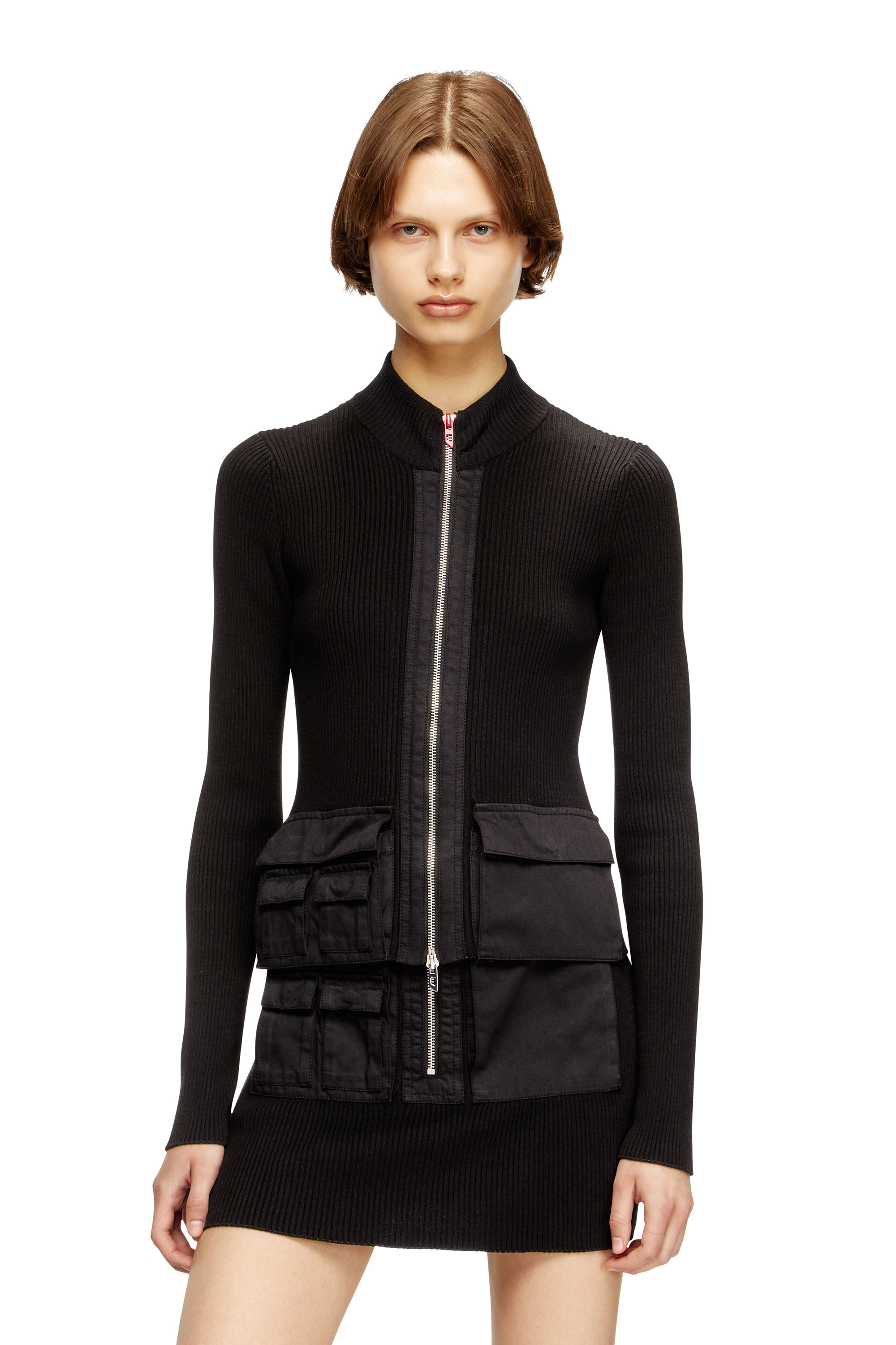 Diesel - M-MELISSA, Female's Ribbed dress with cargo pockets in null - 1