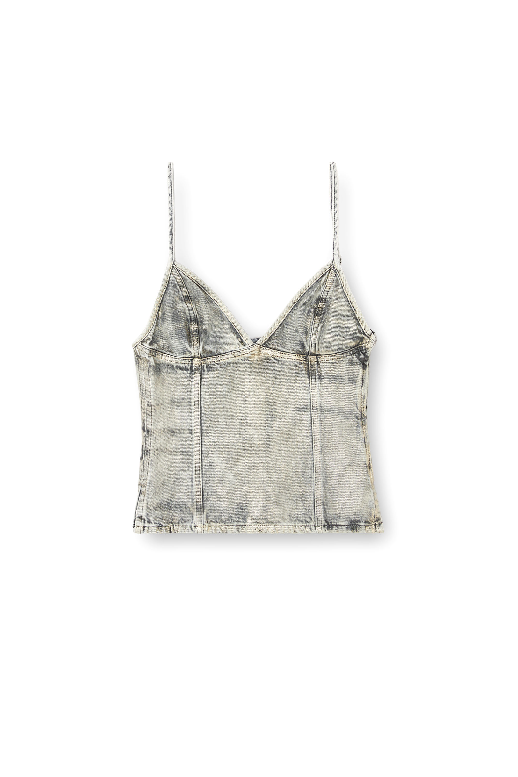 Diesel - DE-FULSY-S, Top en denim enduit brillant Femme in Gris - 4