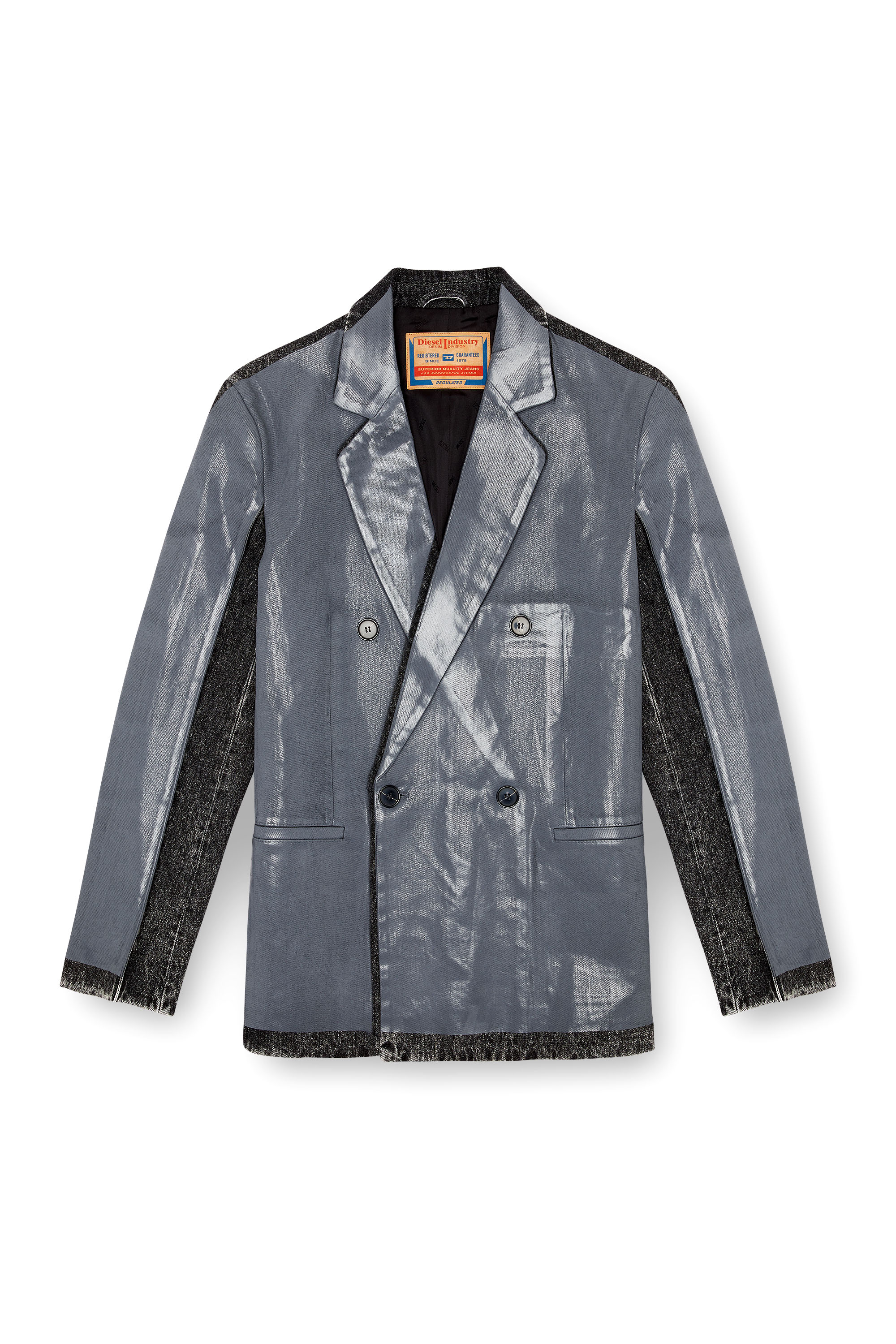 Diesel - D-KOT-FSF, Male's Denim blazer with half coating in Grey/Black - 6