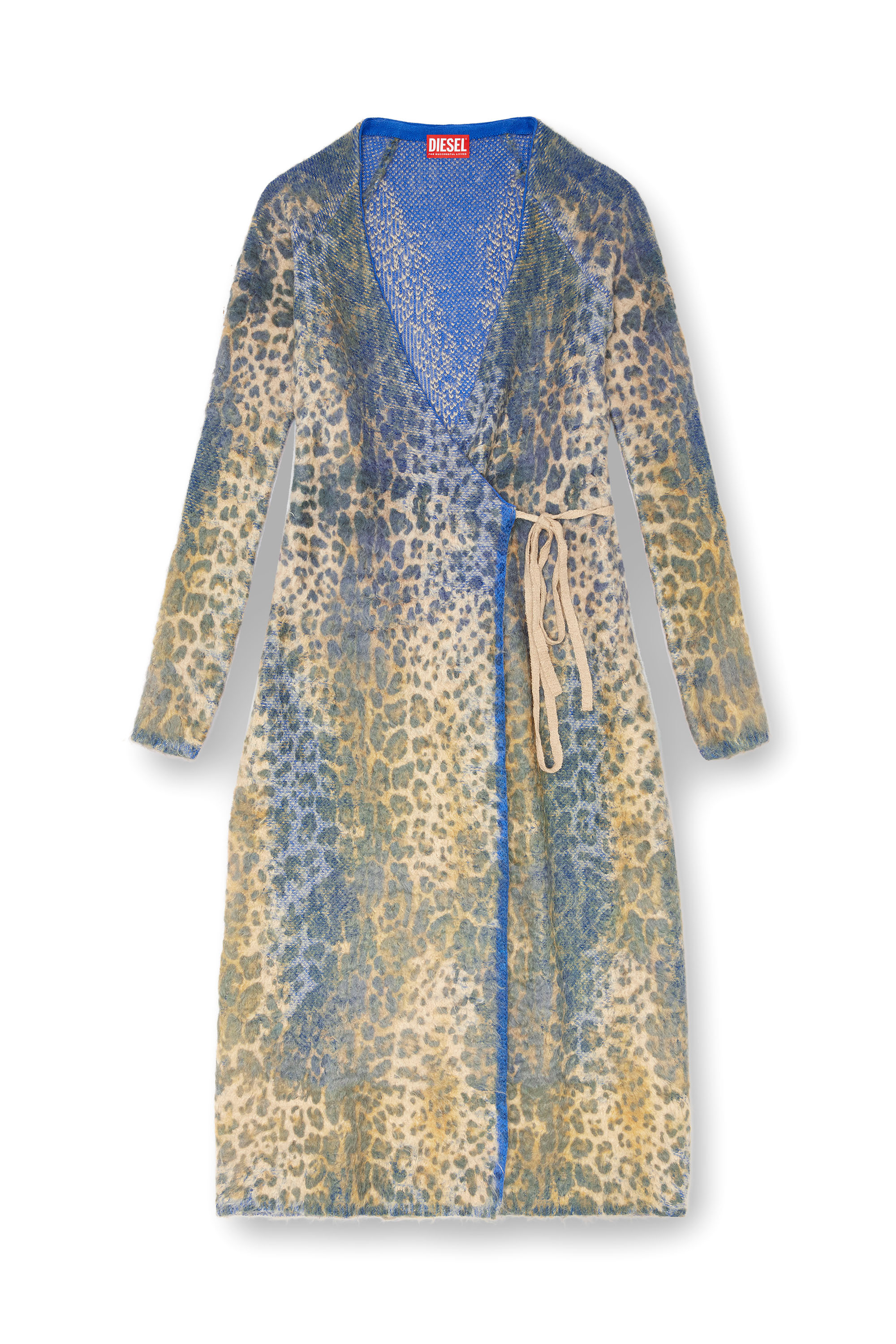 Diesel - M-SOFOCLE, Female's Leopard print dress with devoré jacquard in Beige/Blue - 5