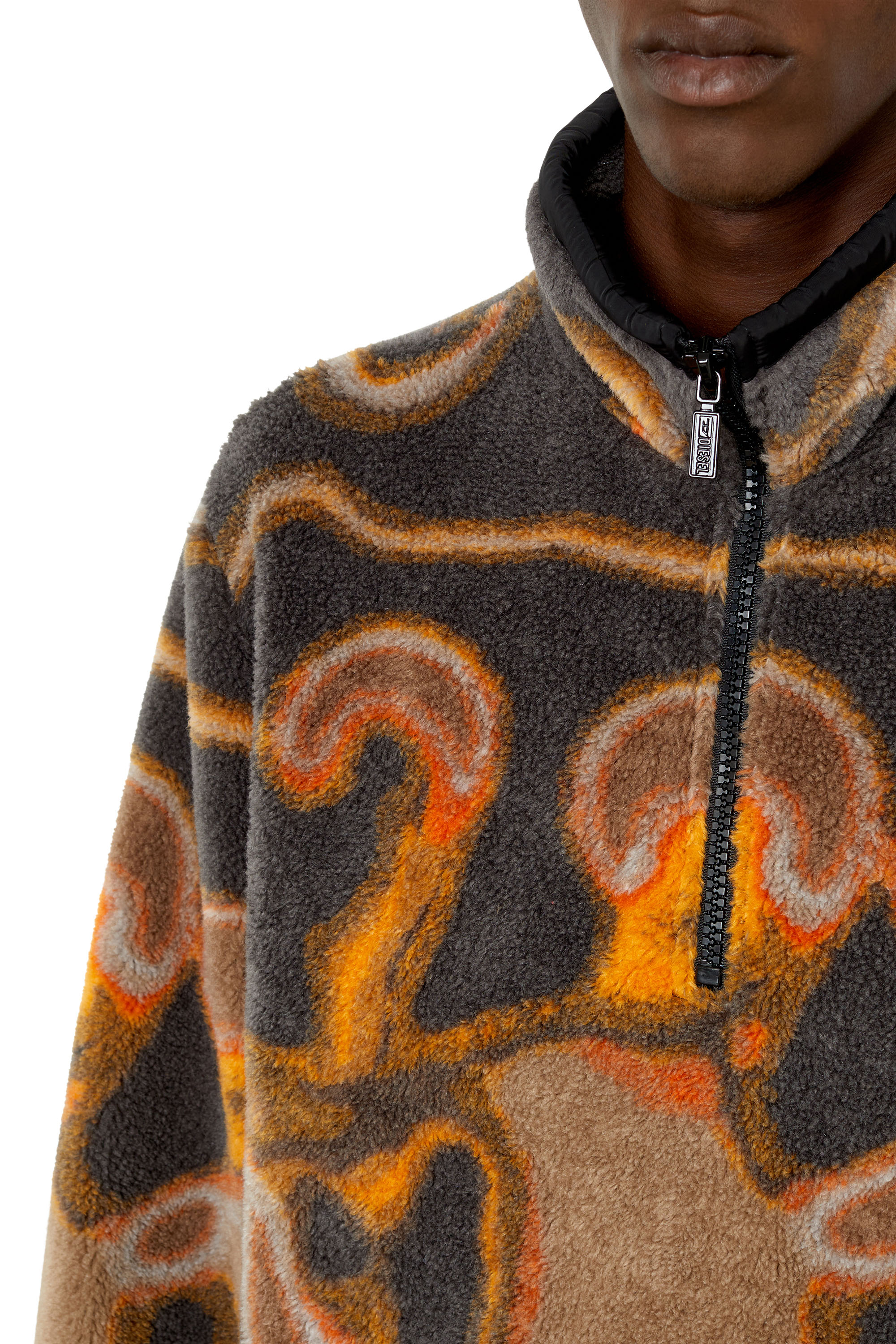 Diesel - S-TRAILER, Male Half-zip sweatshirt in teddy jacquard in Multicolor - Image 4