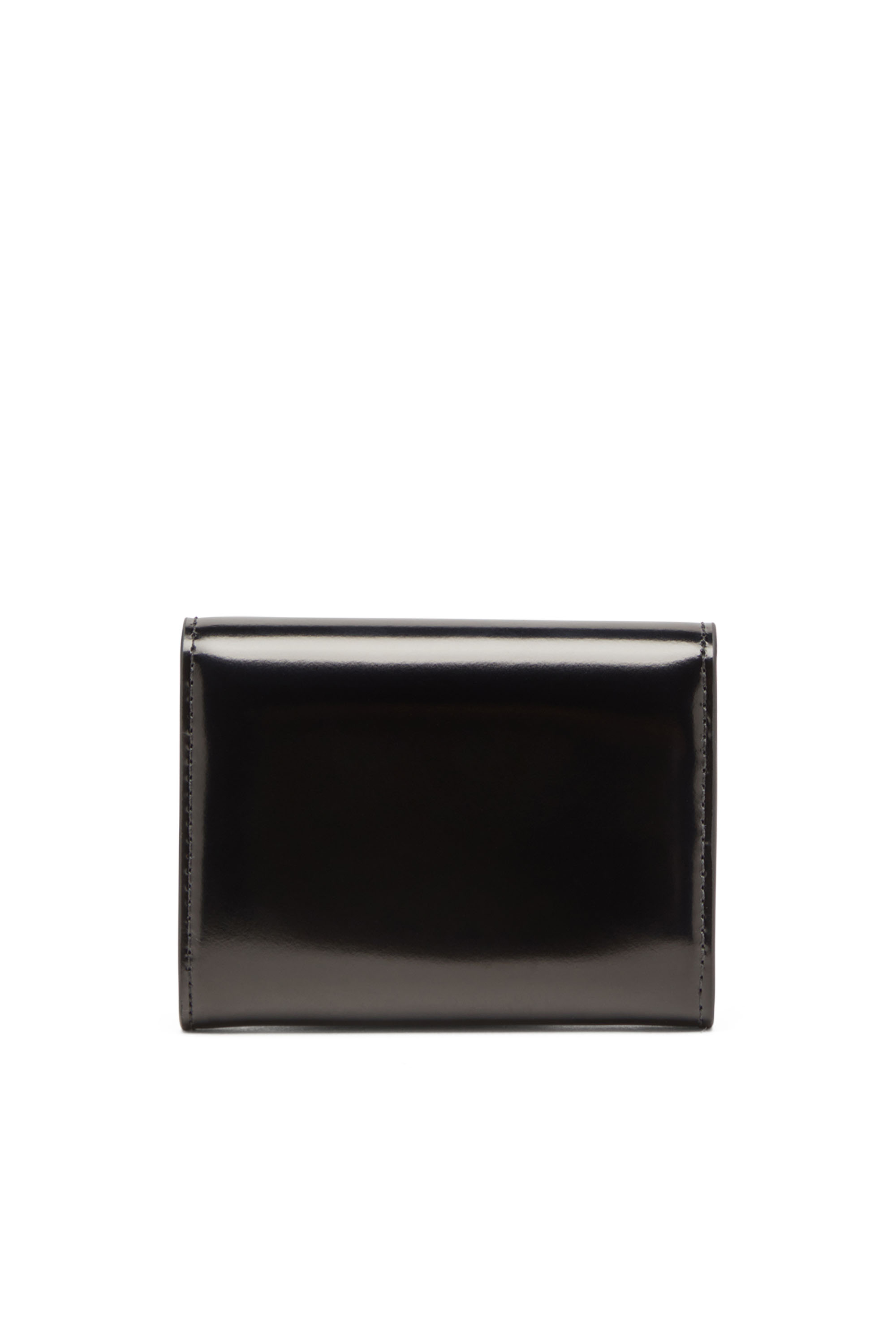 Diesel - 1DR CARD HOLDER BI-FOLD ZIP III, Porte-cartes à deux volets en cuir effet miroir Femme in Noir - 2