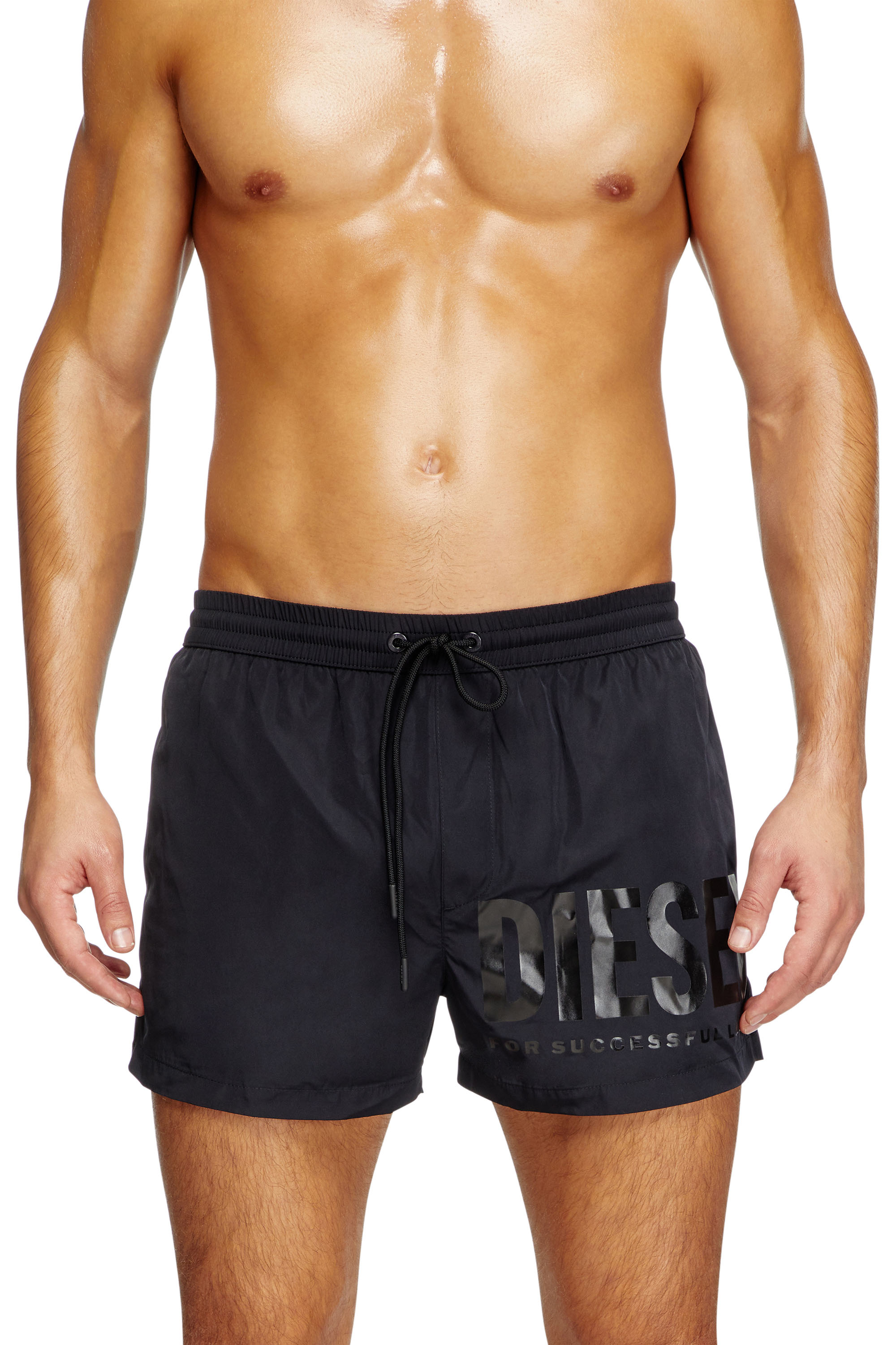 Diesel - MARIO-34-D-CORE, Male's Swim shorts with logo print in Black - 2