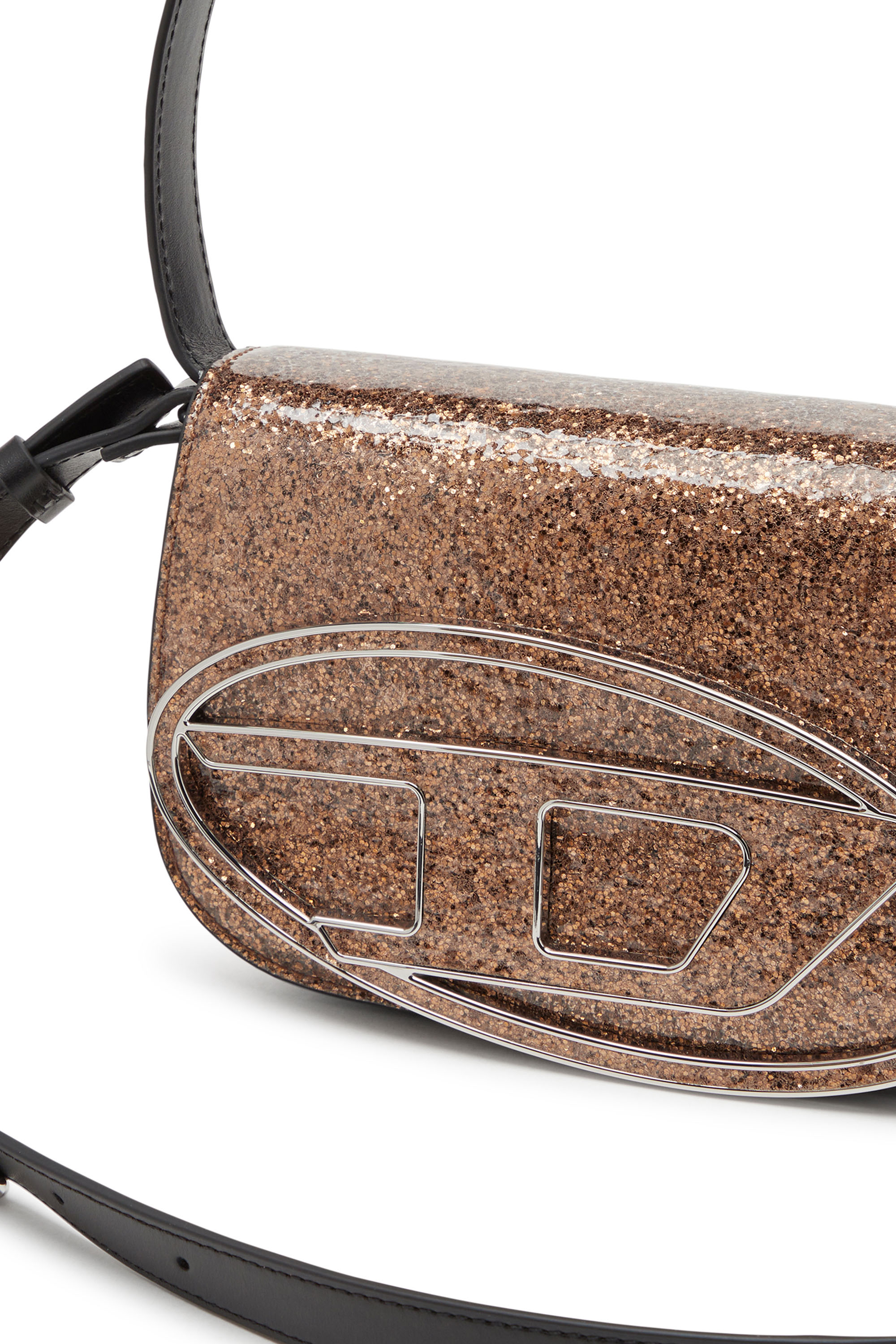 Diesel - 1DR, Female's 1DR-Iconic shoulder bag with macro glitter in Bronze - 5