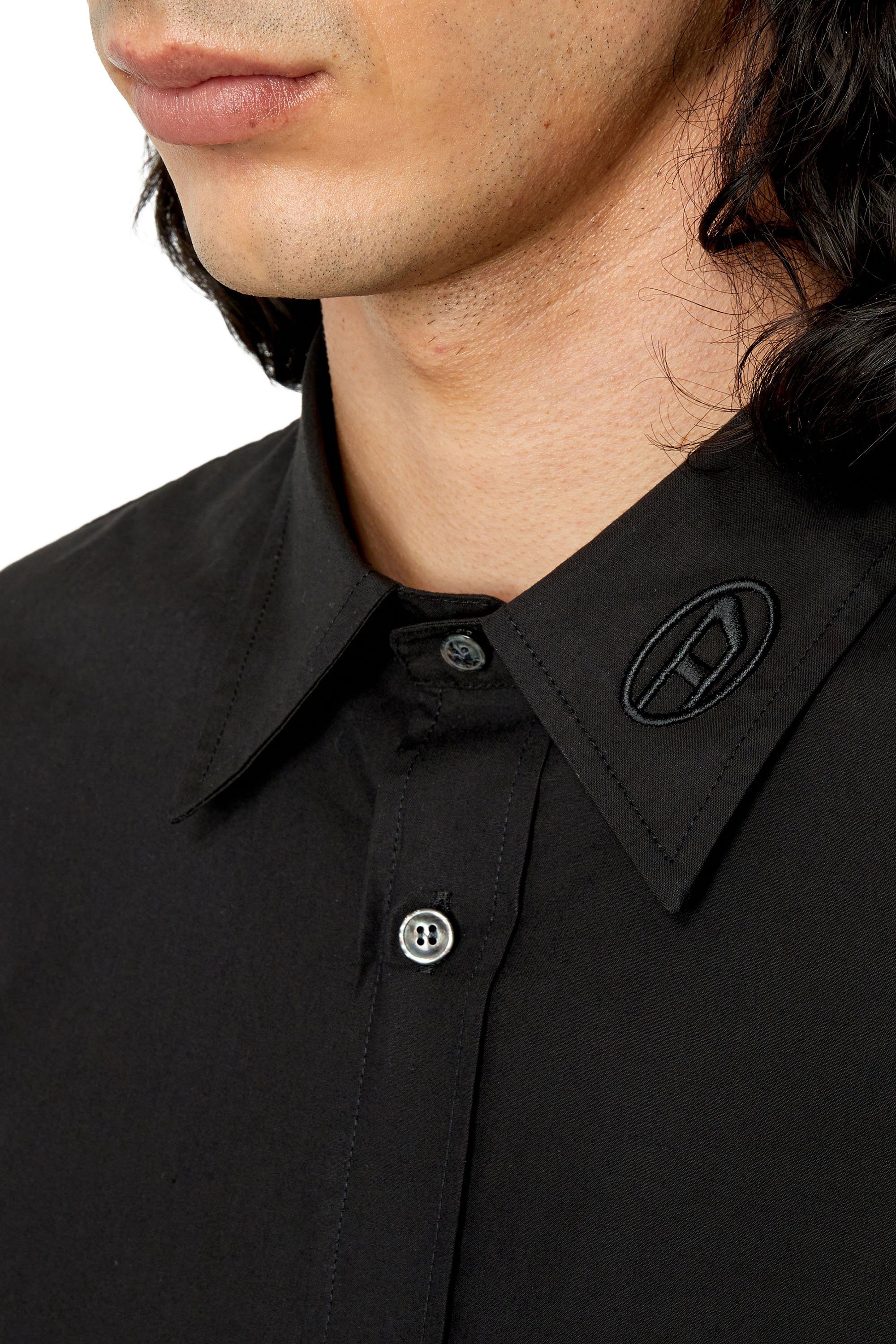 Diesel - S-BEN-CL-A, Homme Chemise en coton avec logo brodé ton sur ton in Noir - Image 3