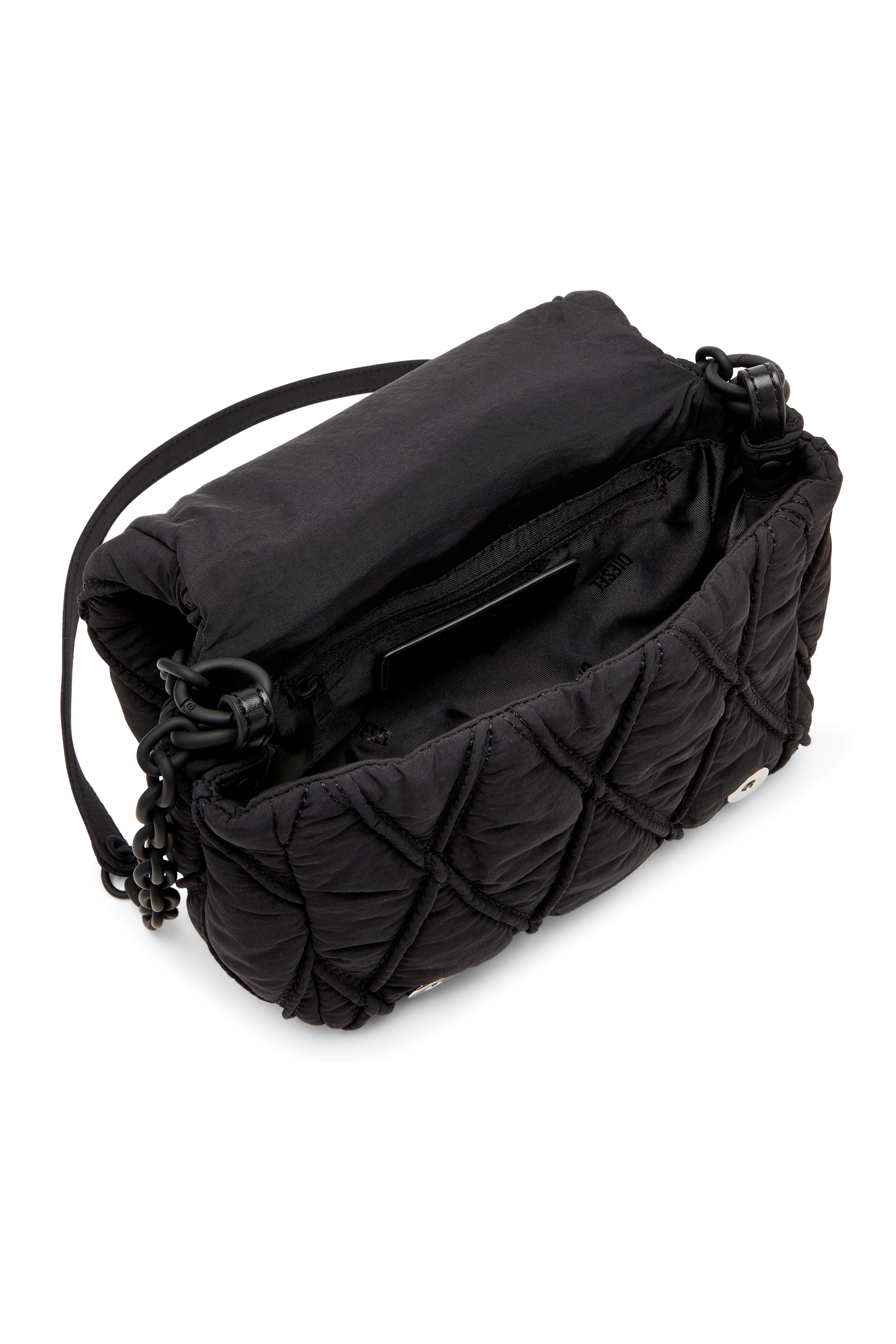 Diesel - CHARM-D SHOULDER S, Female's Charm-D-S-Small shoulder bag in quilted nylon in Black - 4