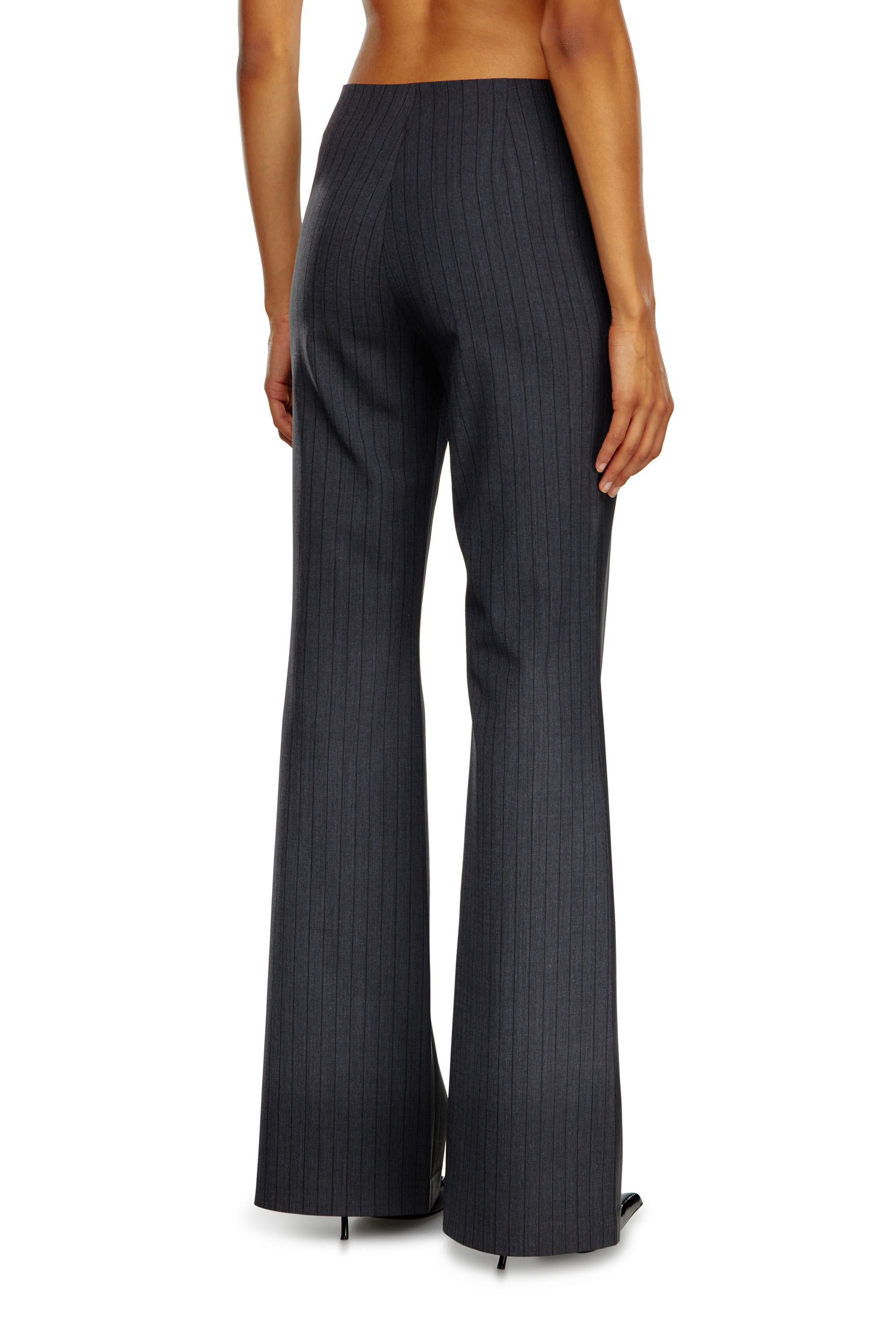 Diesel - P-OLARIS, Female's Pinstripe pants with coated front in Black - 3