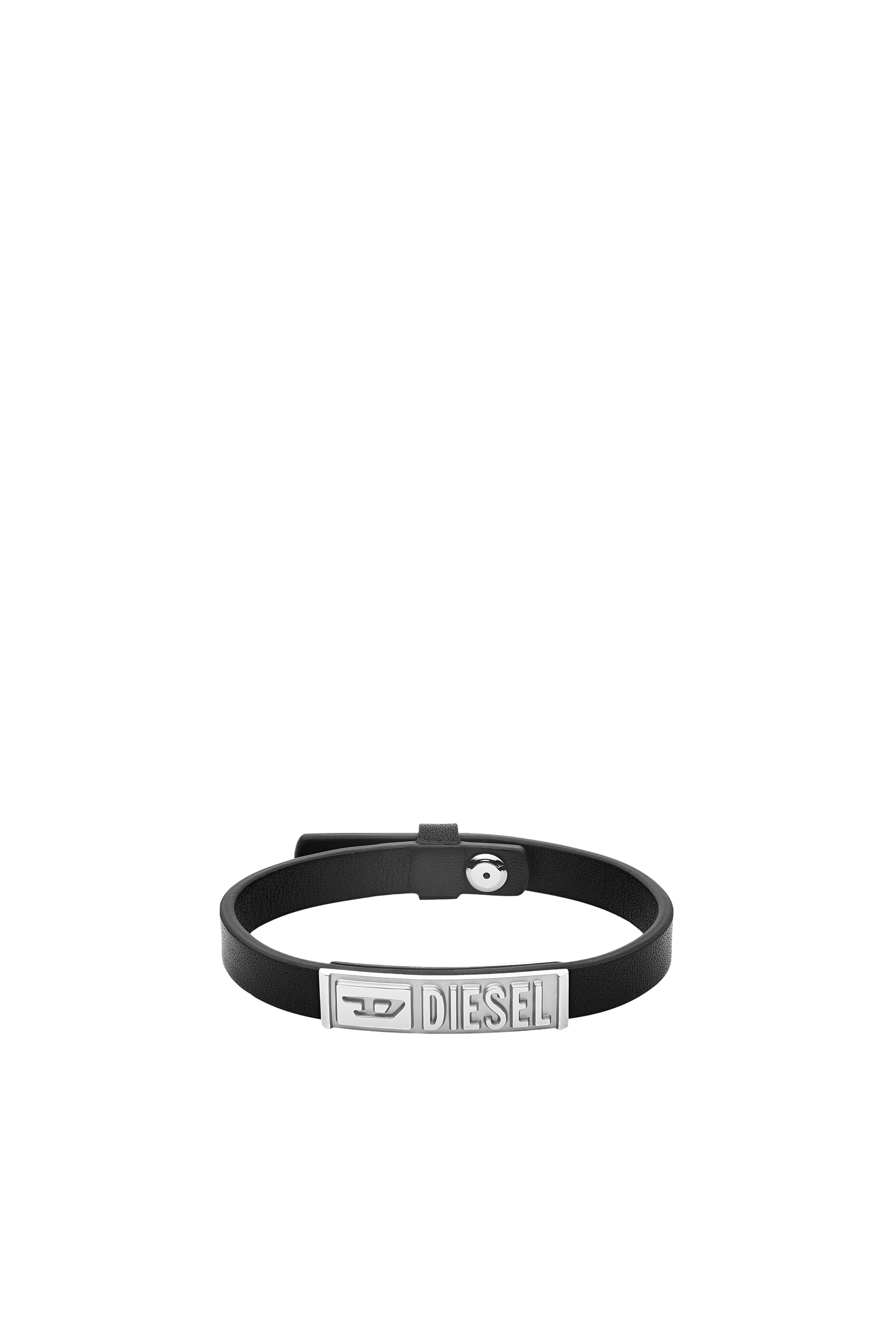 Diesel - DX1226, Male's Logo-Engraved Black Leather ID Bracelet in Black - 1