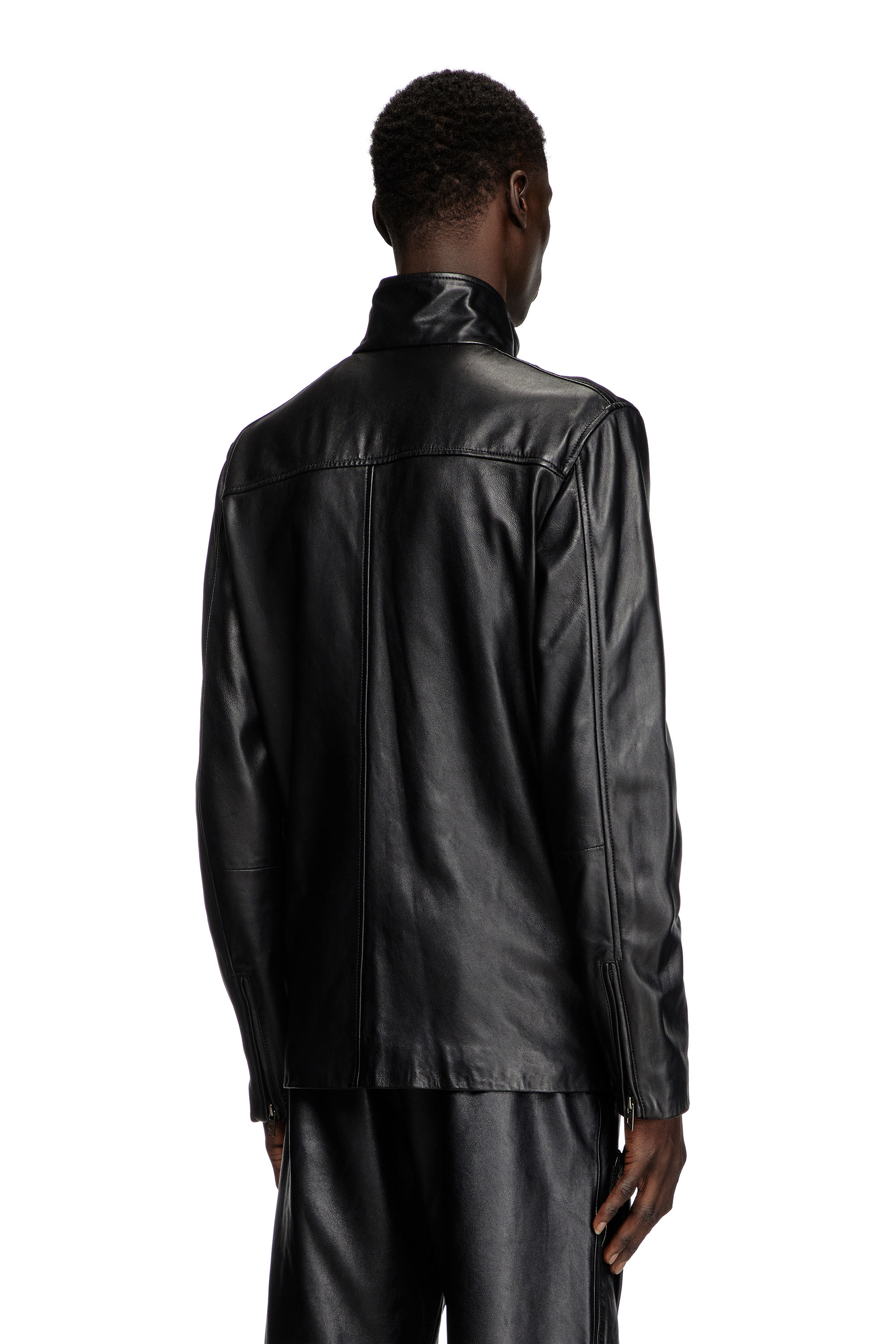 Diesel - L-GAST, Veste en cuir avec poches utility Mixte in Noir - 3