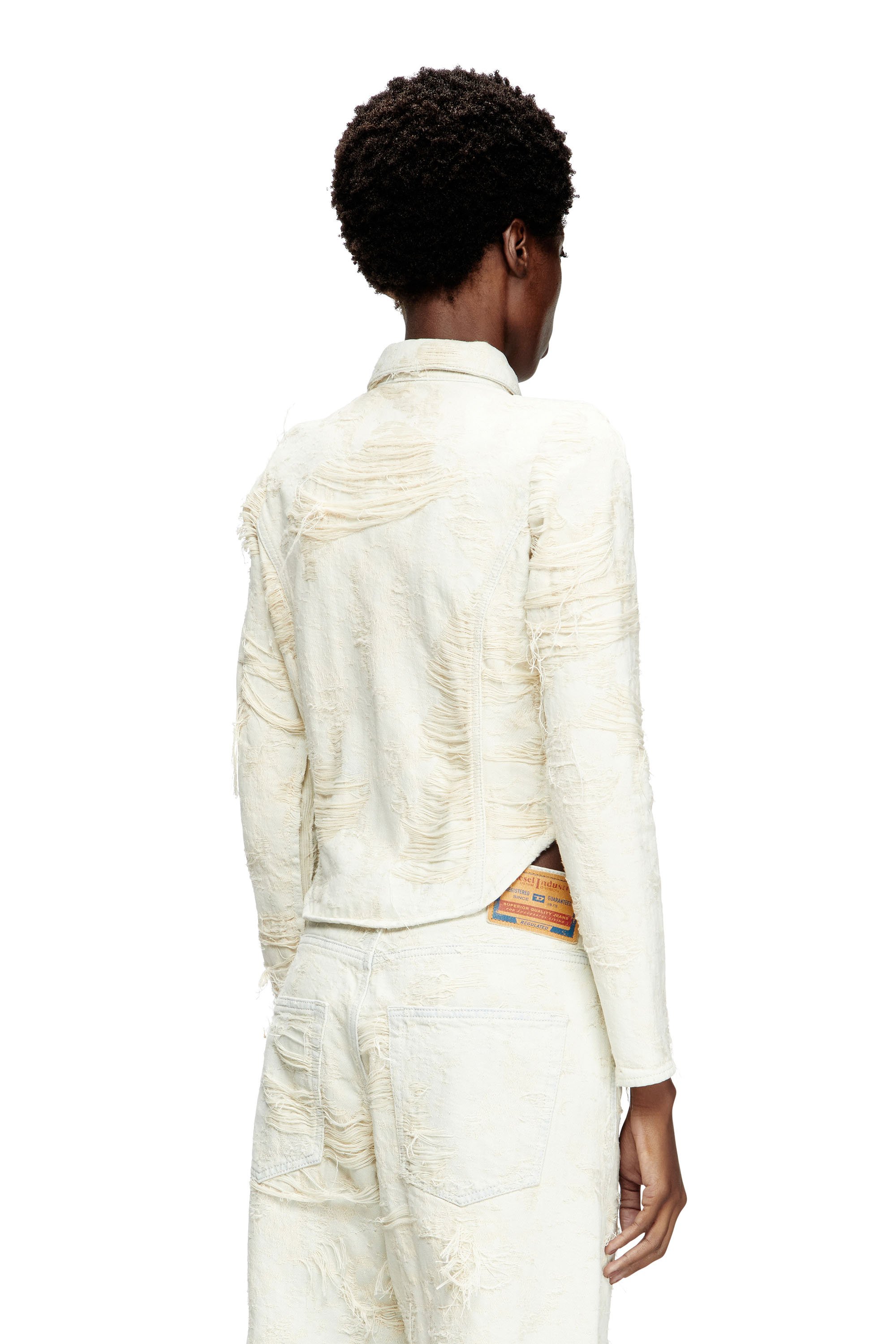 Diesel - DE-MADELINE-FSG, Female's Shirt in jacquard denim with floating threads in White - 3