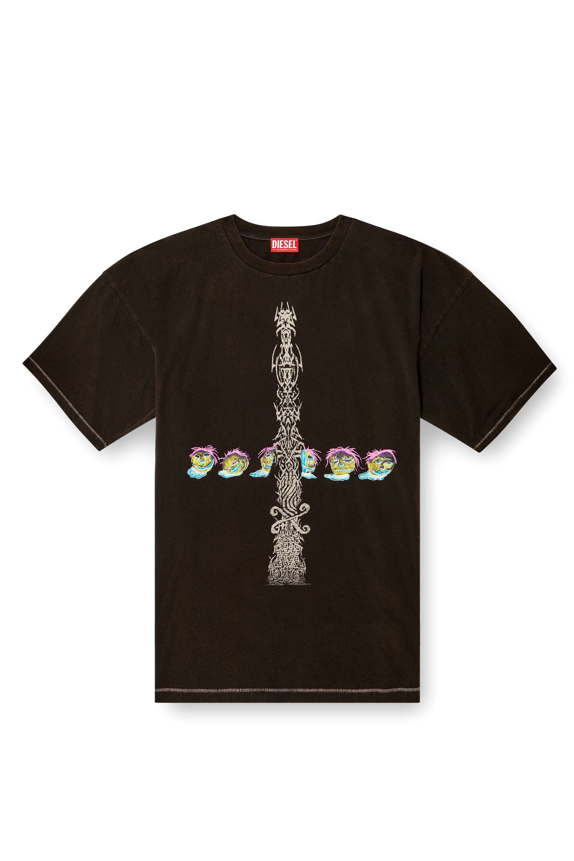 Diesel - T-BOXT-R4, Male's Acid-wash T-shirt with printed graphics in Black - 4