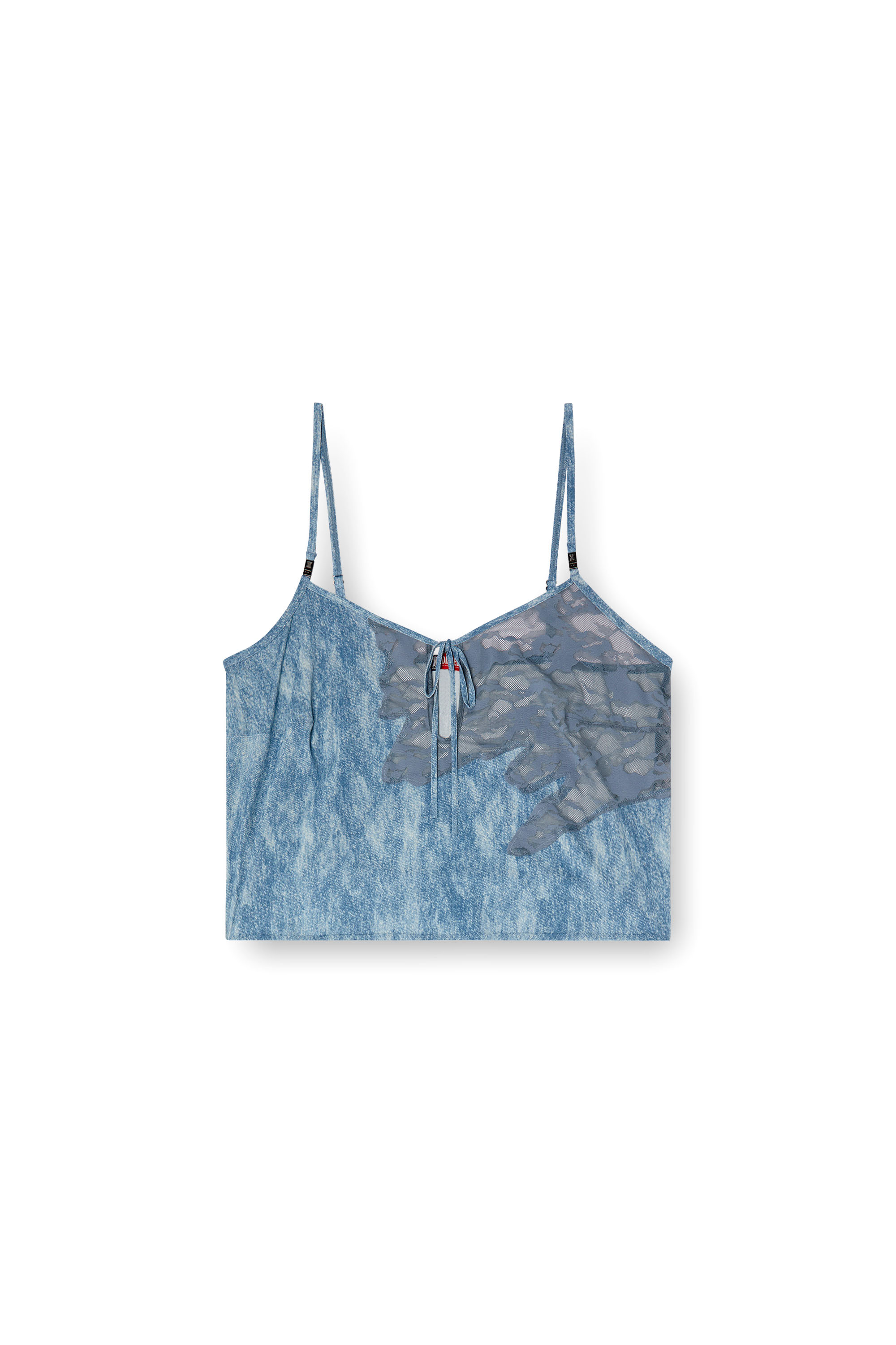 Diesel - C-LACE-SLEEP-CAMI, Female's Sleep cami in microfibre and camo lace in Light Blue - 5