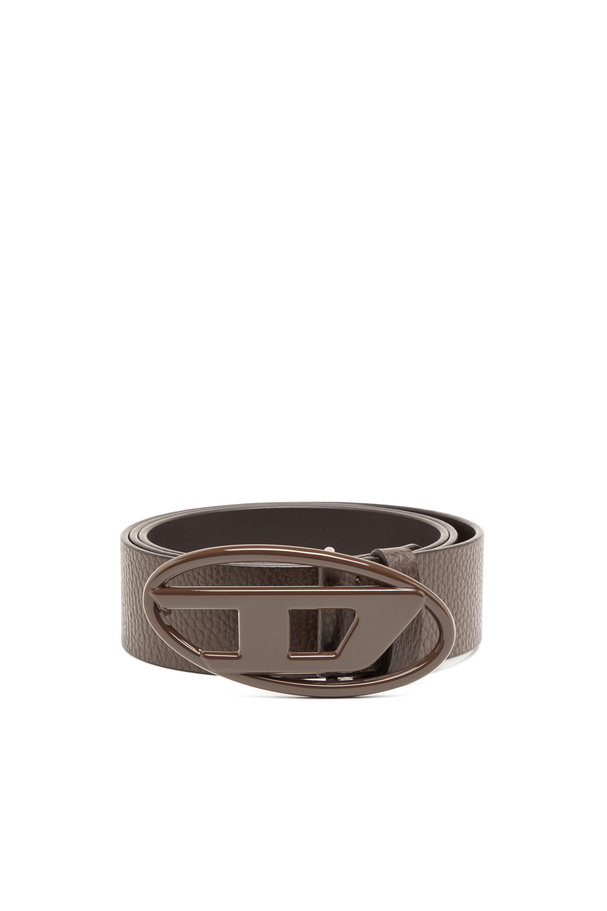 Diesel - B-1DR, Unisex's Leather belt with matte buckle in Brown - 1