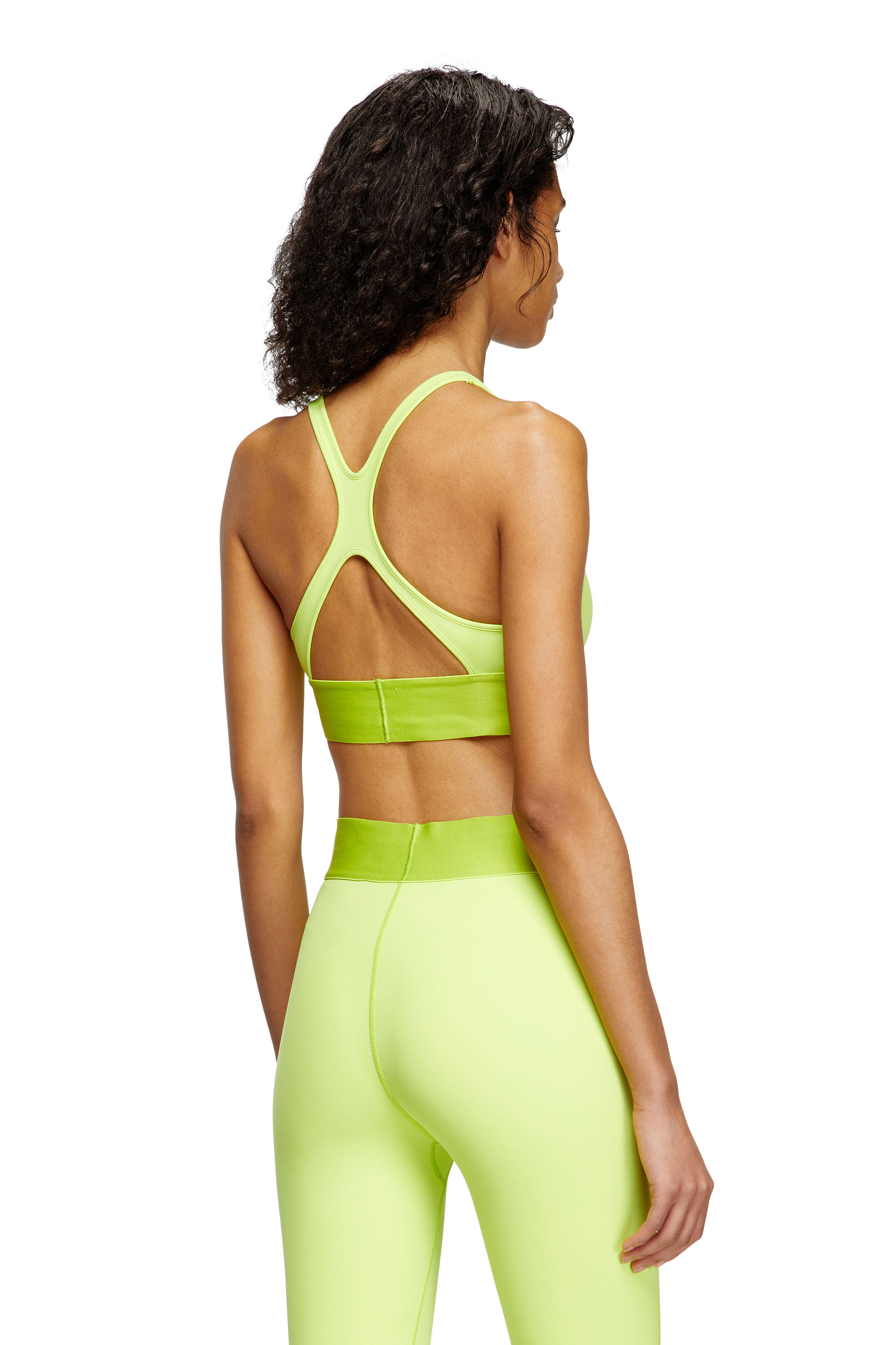 Diesel - ALLISON-D-POP, Brassière de sport en microfibre avec logo tronqué Femme in Vert - 3