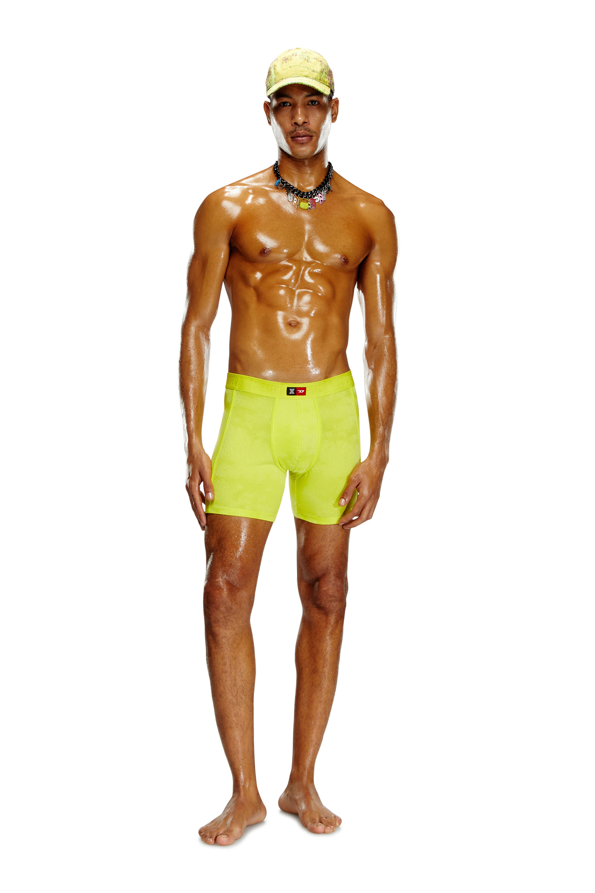 Diesel - FLOCKED-BOXER-BRIEFS, Male's Flocked microfibre boxer briefs in Green Fluo - 1