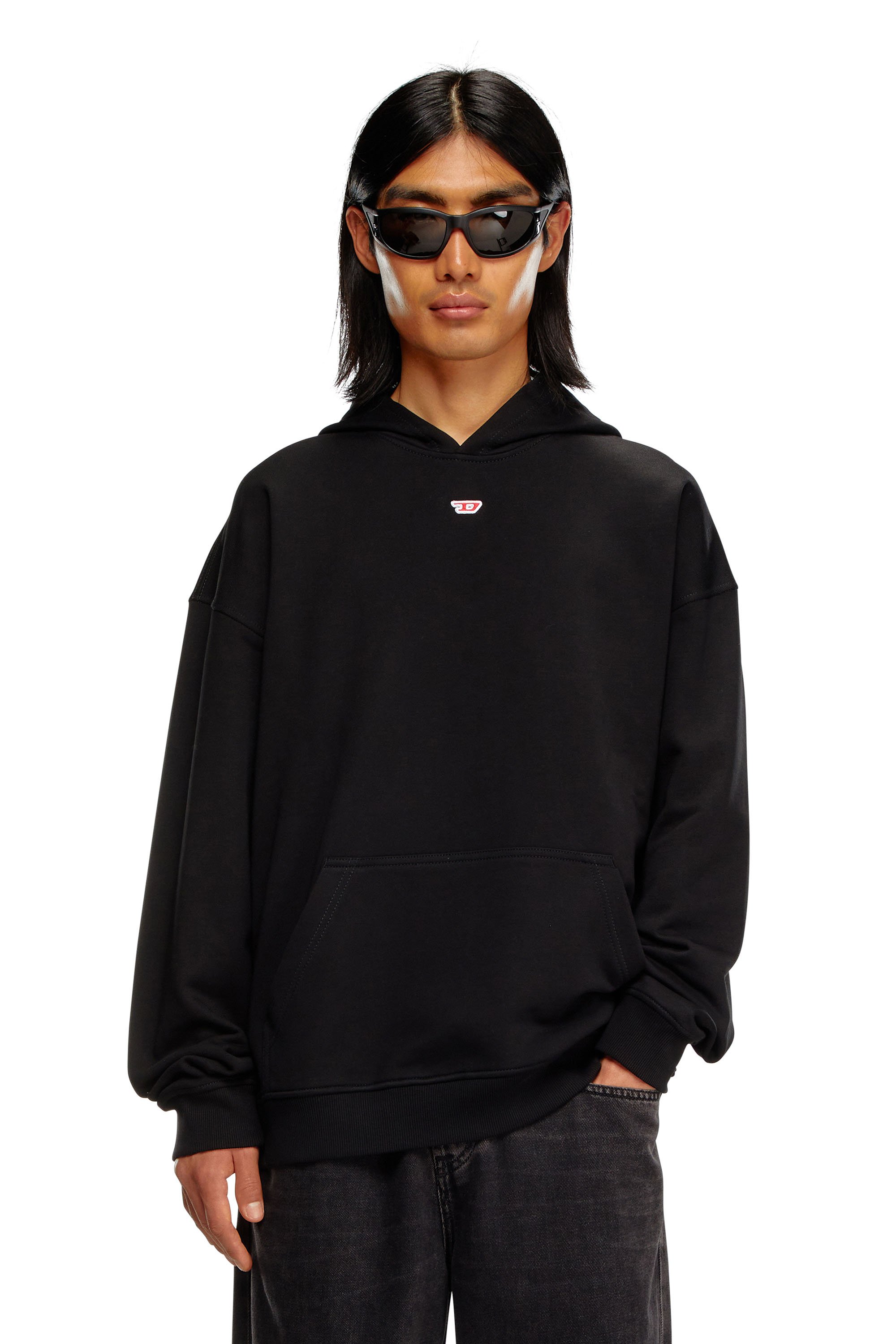 Diesel - S-BOXT-HOOD-D, Male's Hoodie with D logo patch in Black - 1