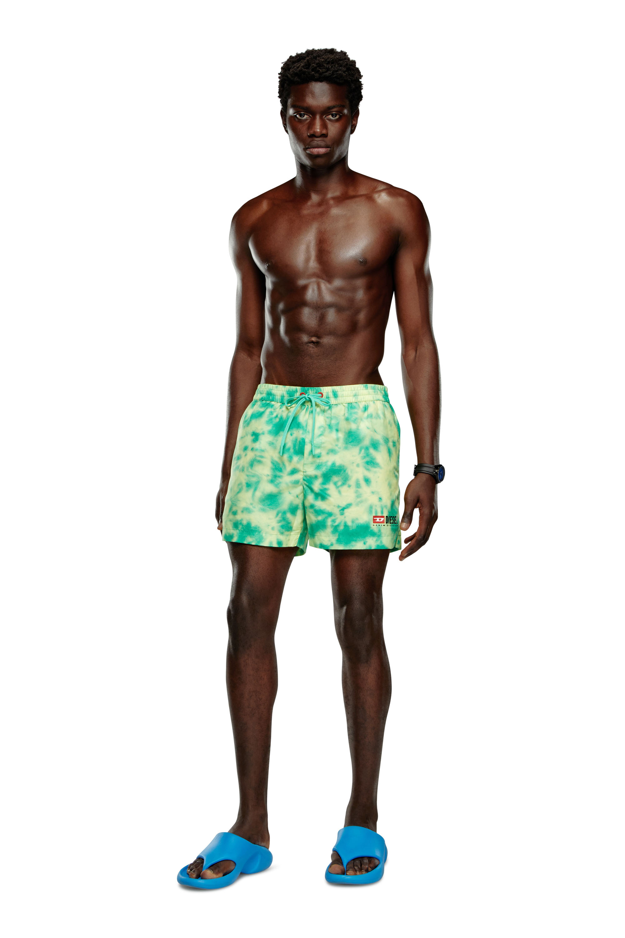 Diesel - BMBX-KEN-37, Male Mid-length swim shorts with tie-dye print in Multicolor - Image 1