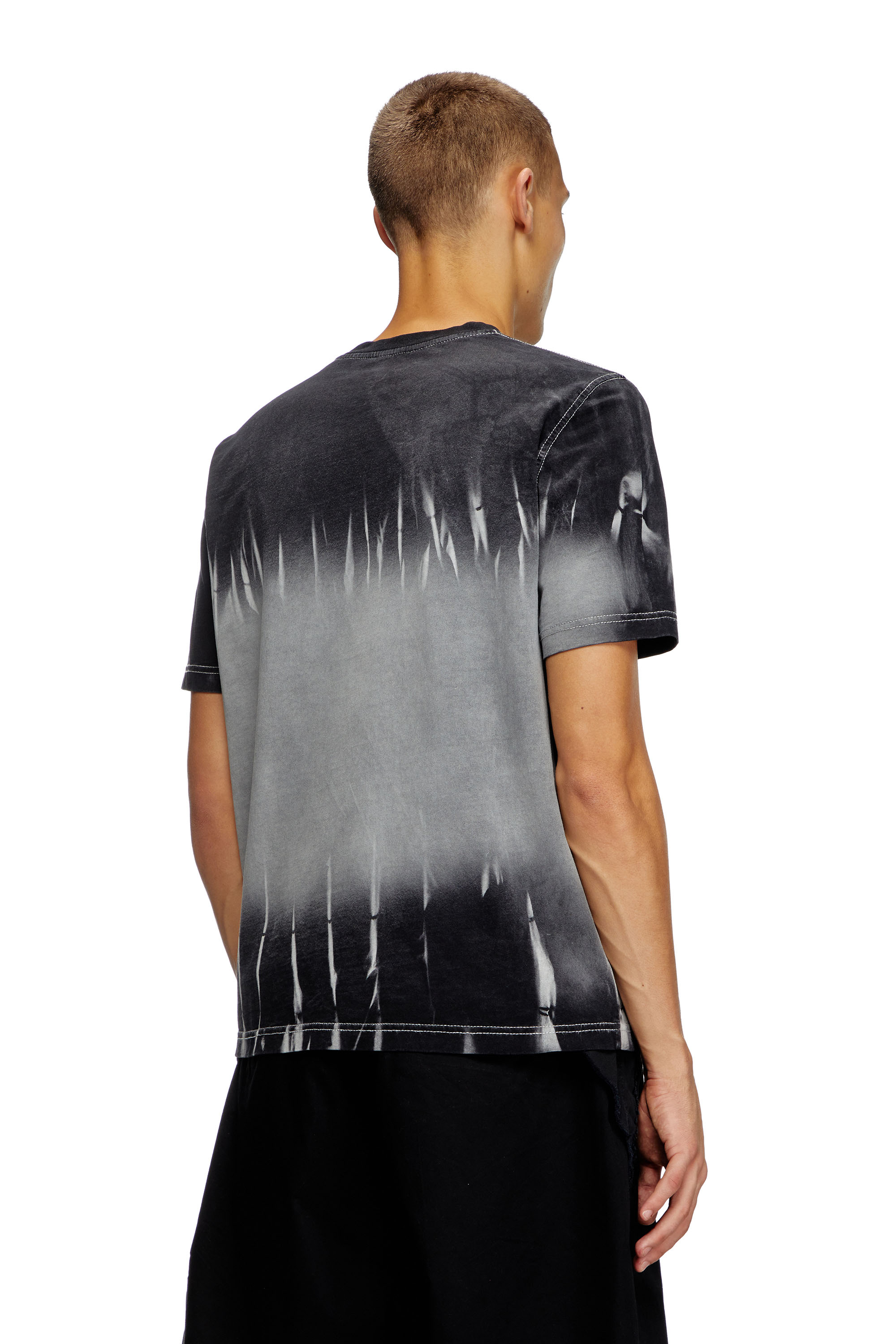 Diesel - T-ADJUST-R21, Male's Tie-dye T-shirt with logo embroidery in Black - 3