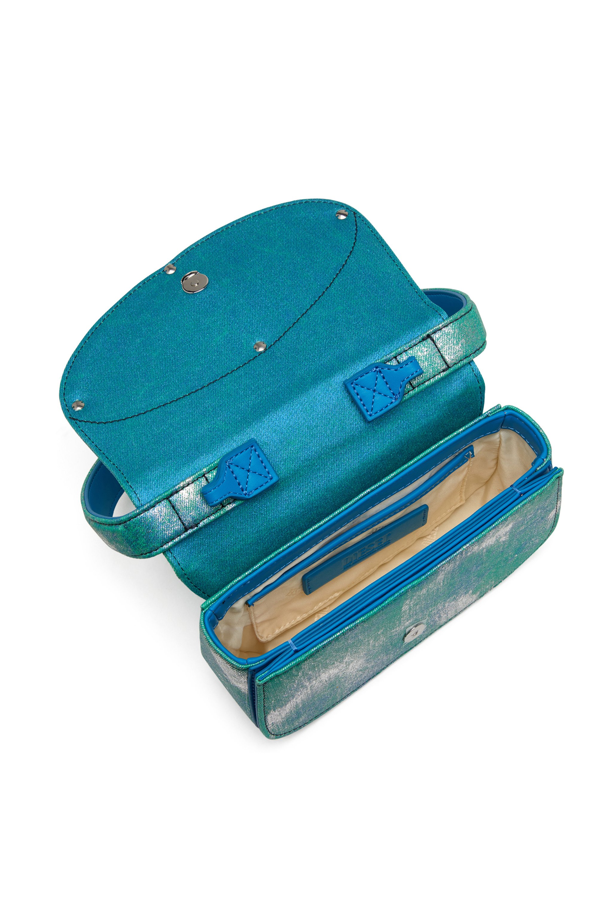 Diesel - 1DR, Female's 1DR-Iconic shoulder bag in pop colour denim in Blue/Green - 4