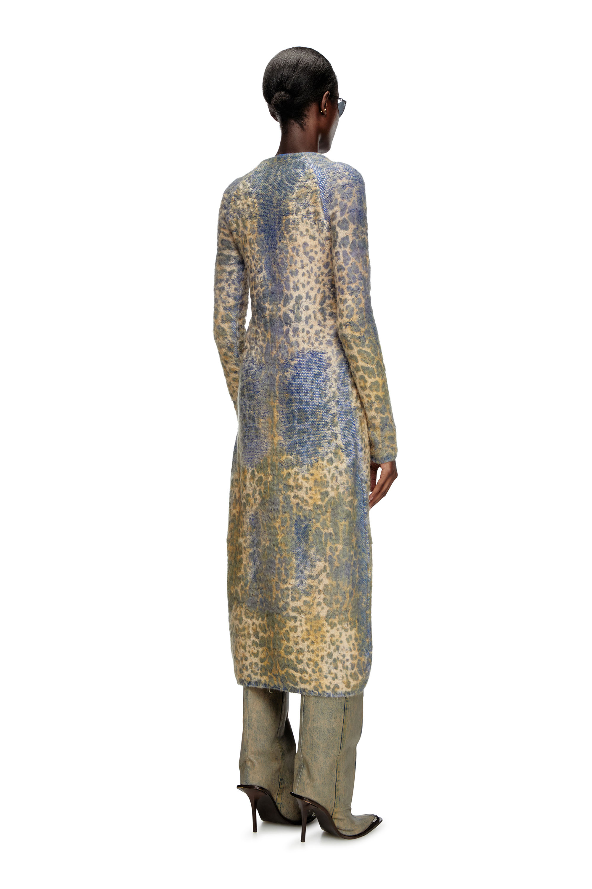 Diesel - M-SOFOCLE, Female's Leopard print dress with devoré jacquard in Beige/Blue - 2