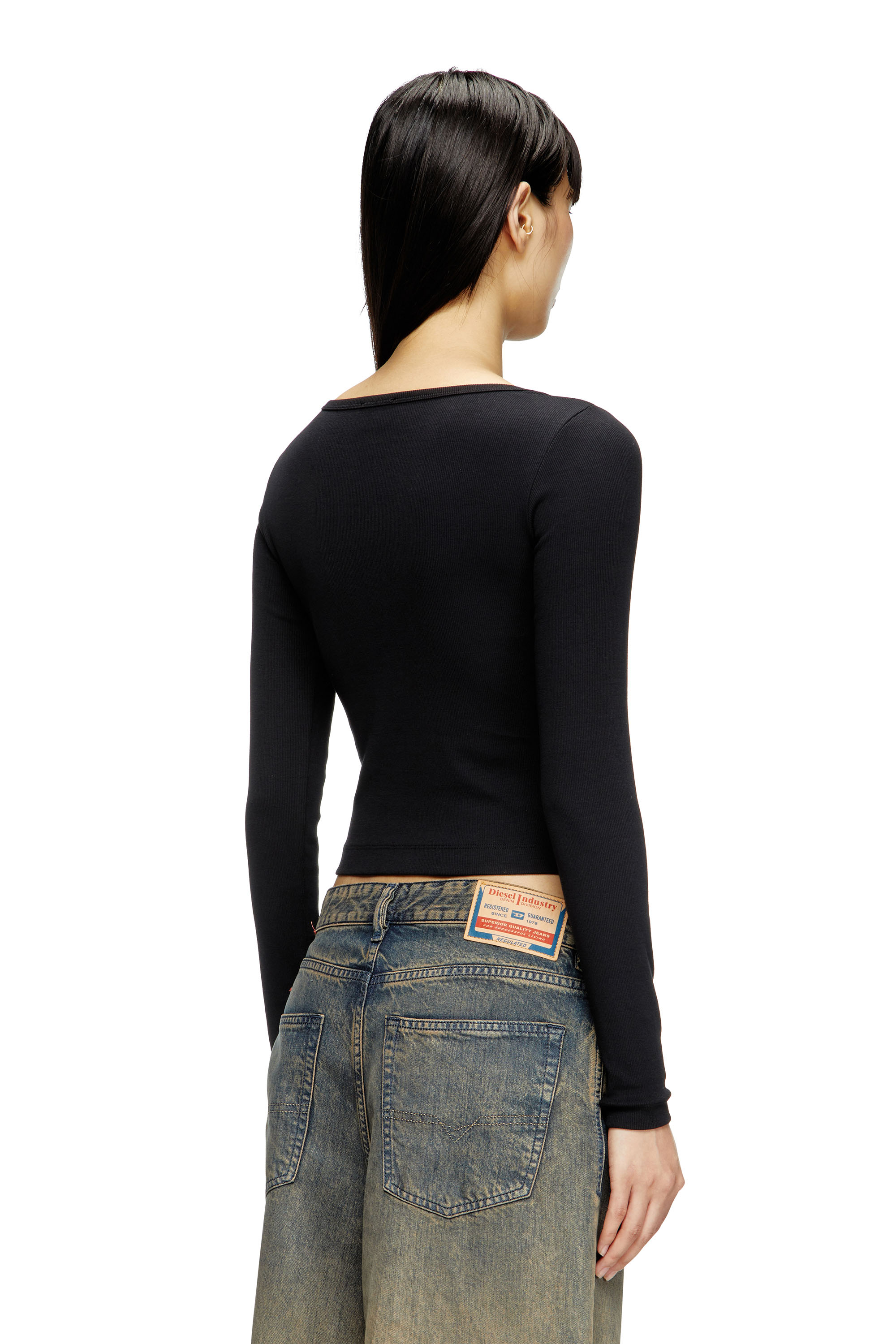 Diesel - T-BALLET-D, Female's Long-sleeve top with embroidered D patch in Black - 3