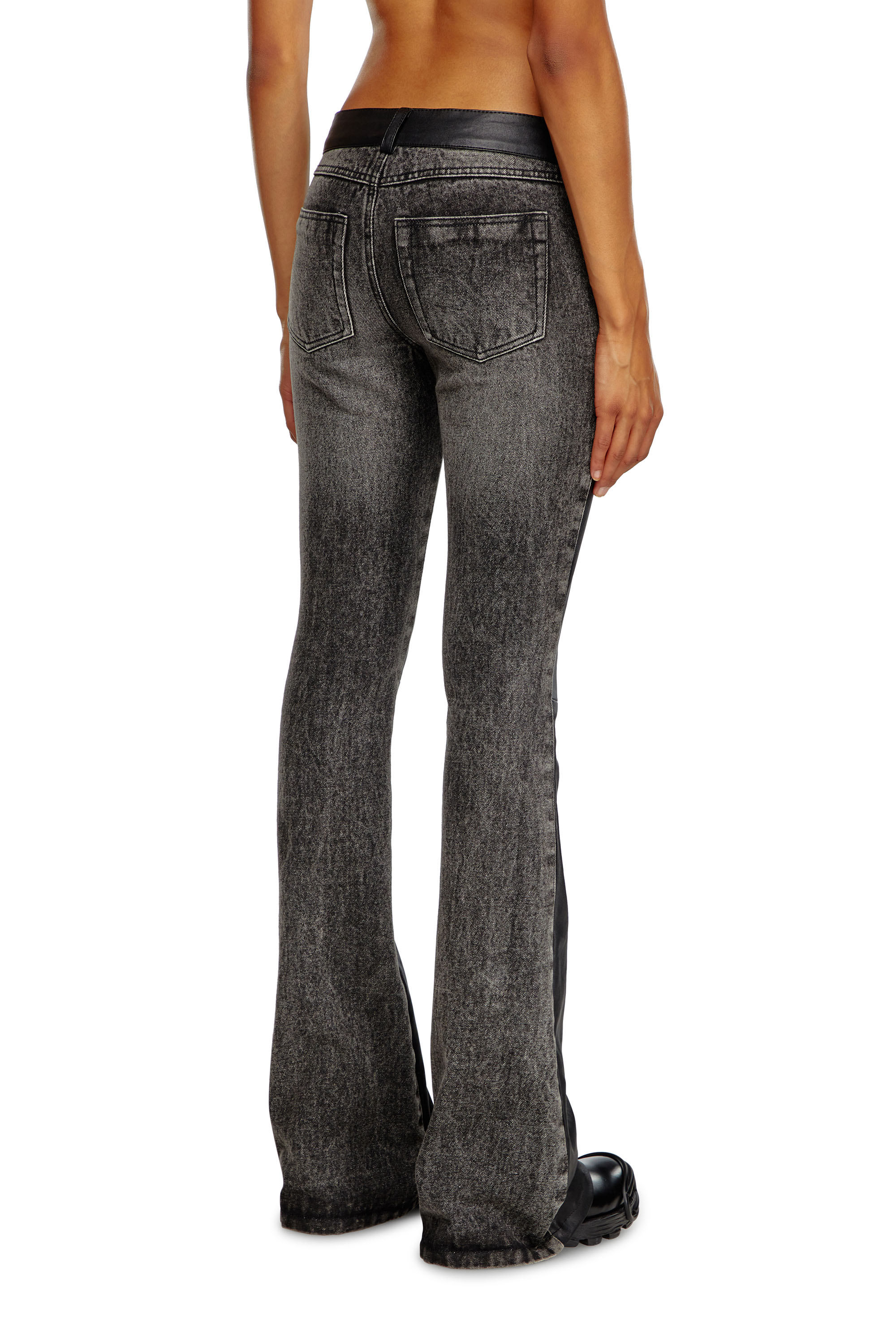 Diesel - L-OVELY, Female's Bootcut pants in leather and denim in Black - 3